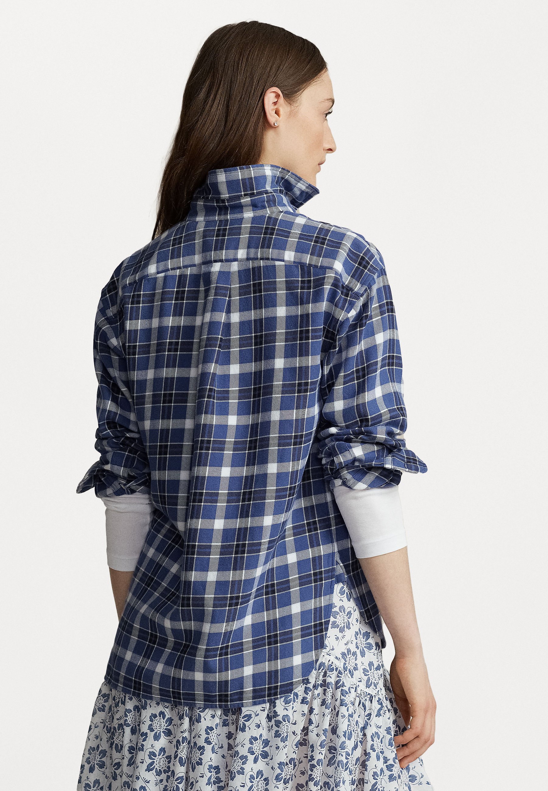 Polo Ralph Lauren SHIRT PLAID - Button-down blouse - navy/blue/cream multi/blue
