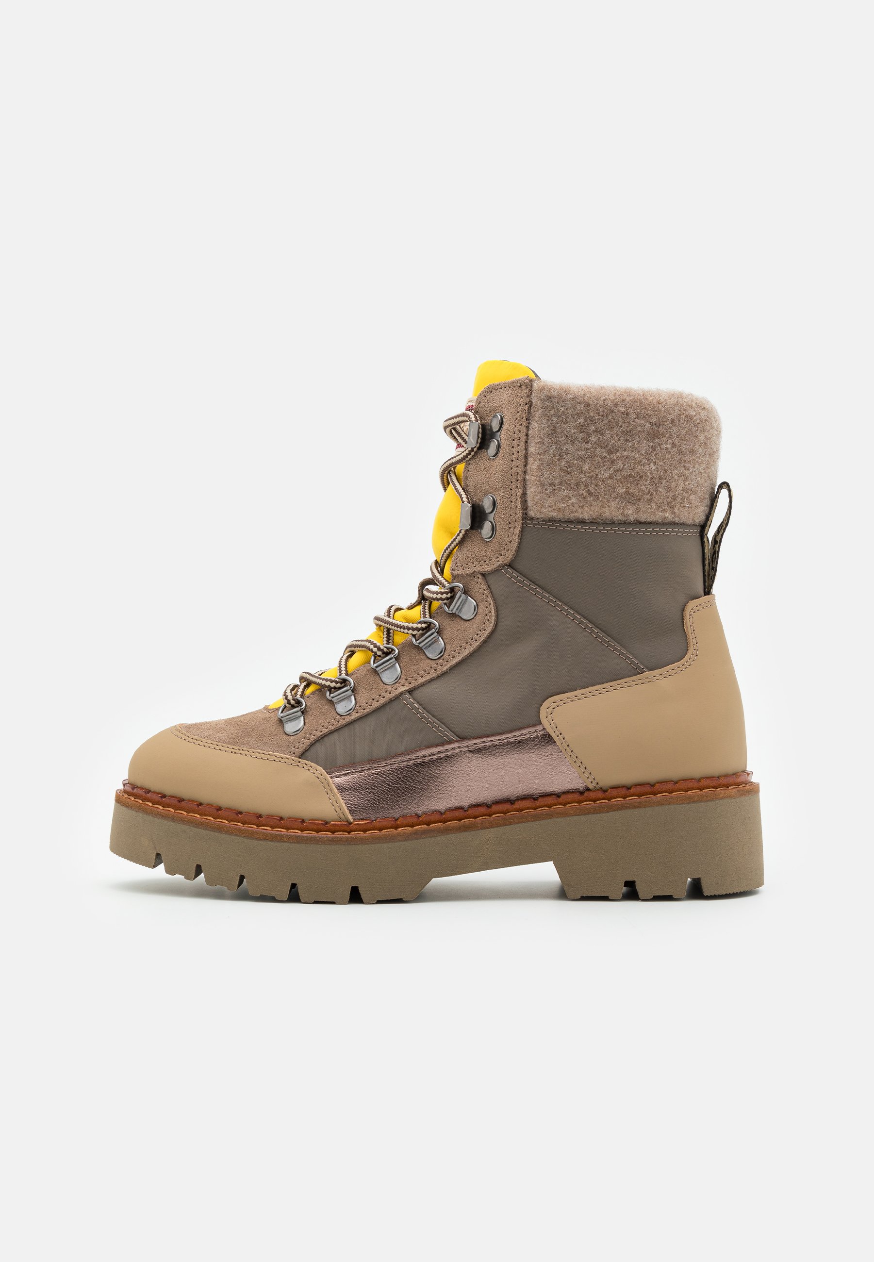 Scotch & Soda OLIVINE - Lace-up ankle boots - taupe/yellow/taupe