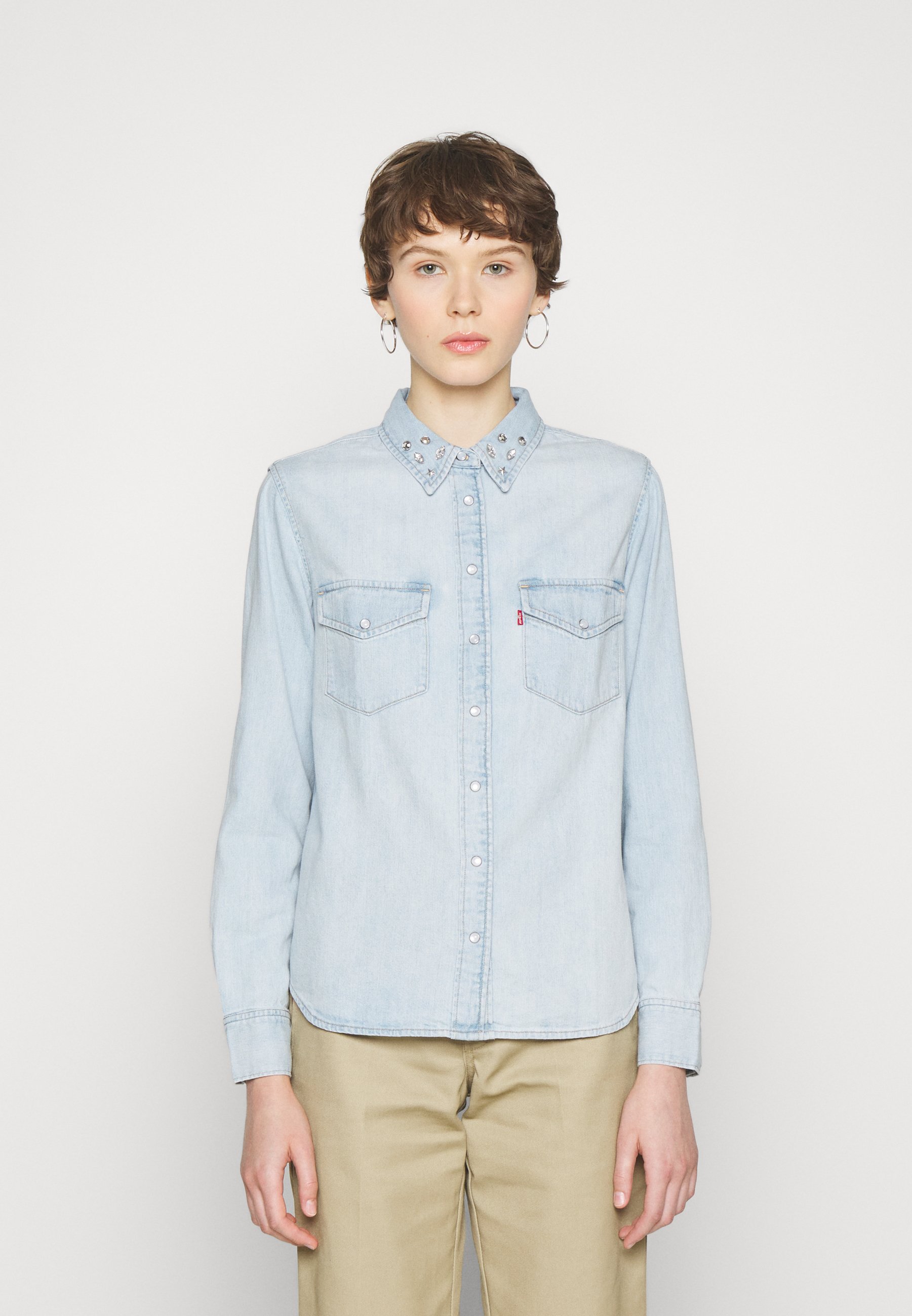 Levi's® ICONIC WESTERN - Button-down blouse - bling blau/light-blue denim