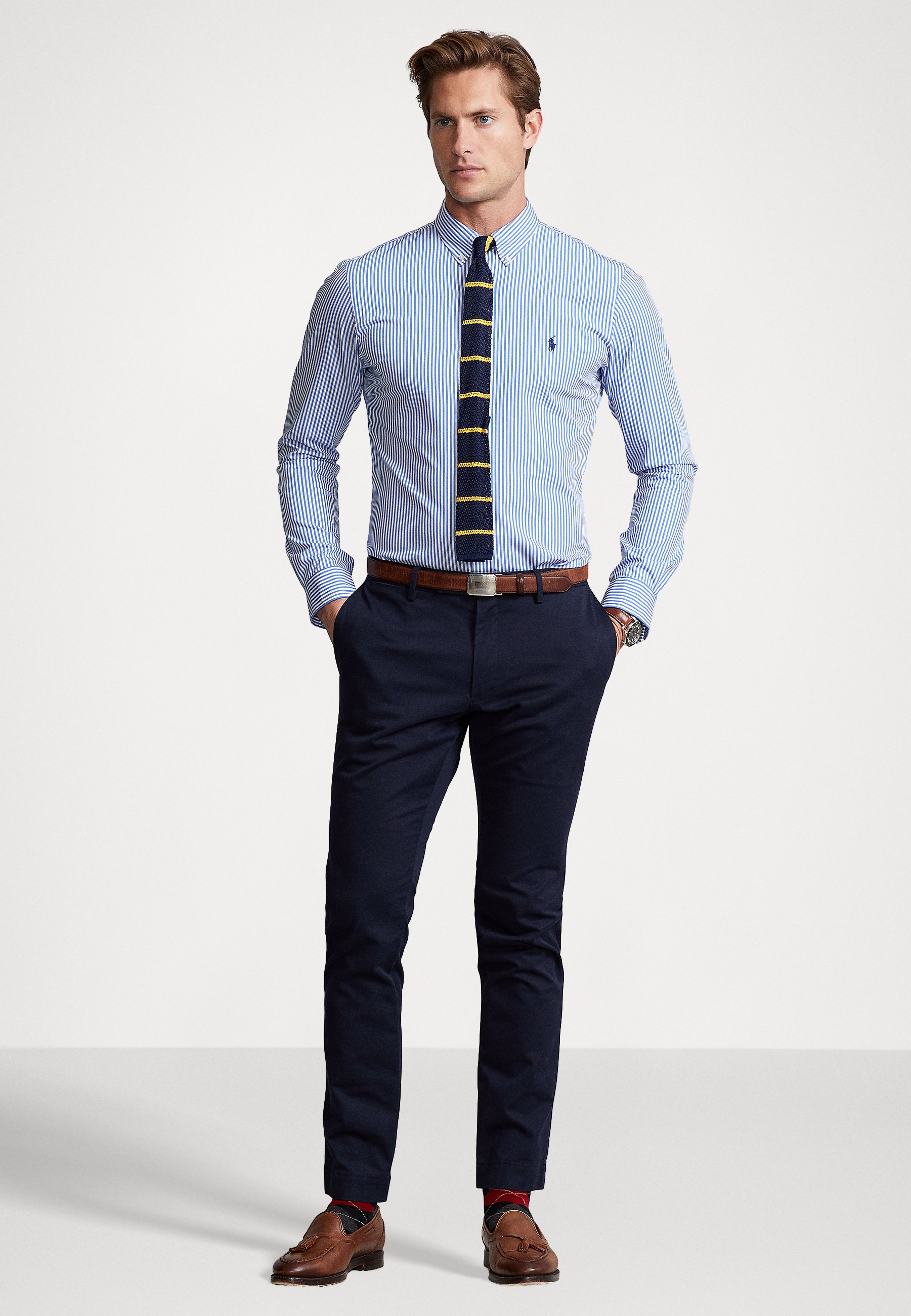 Polo Ralph Lauren SLIM FIT STRIPED SHIRT - Shirt - light blue/white/light blue