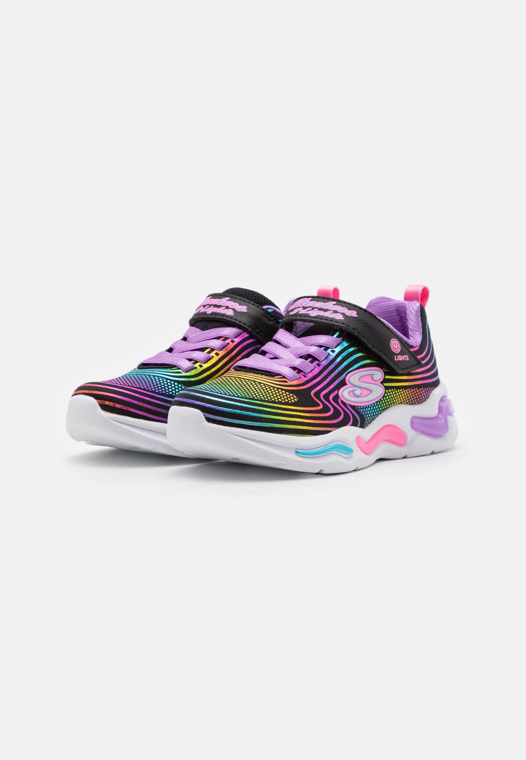 Skechers WAVY BEAMS - Trainers - black/multi-coloured/black