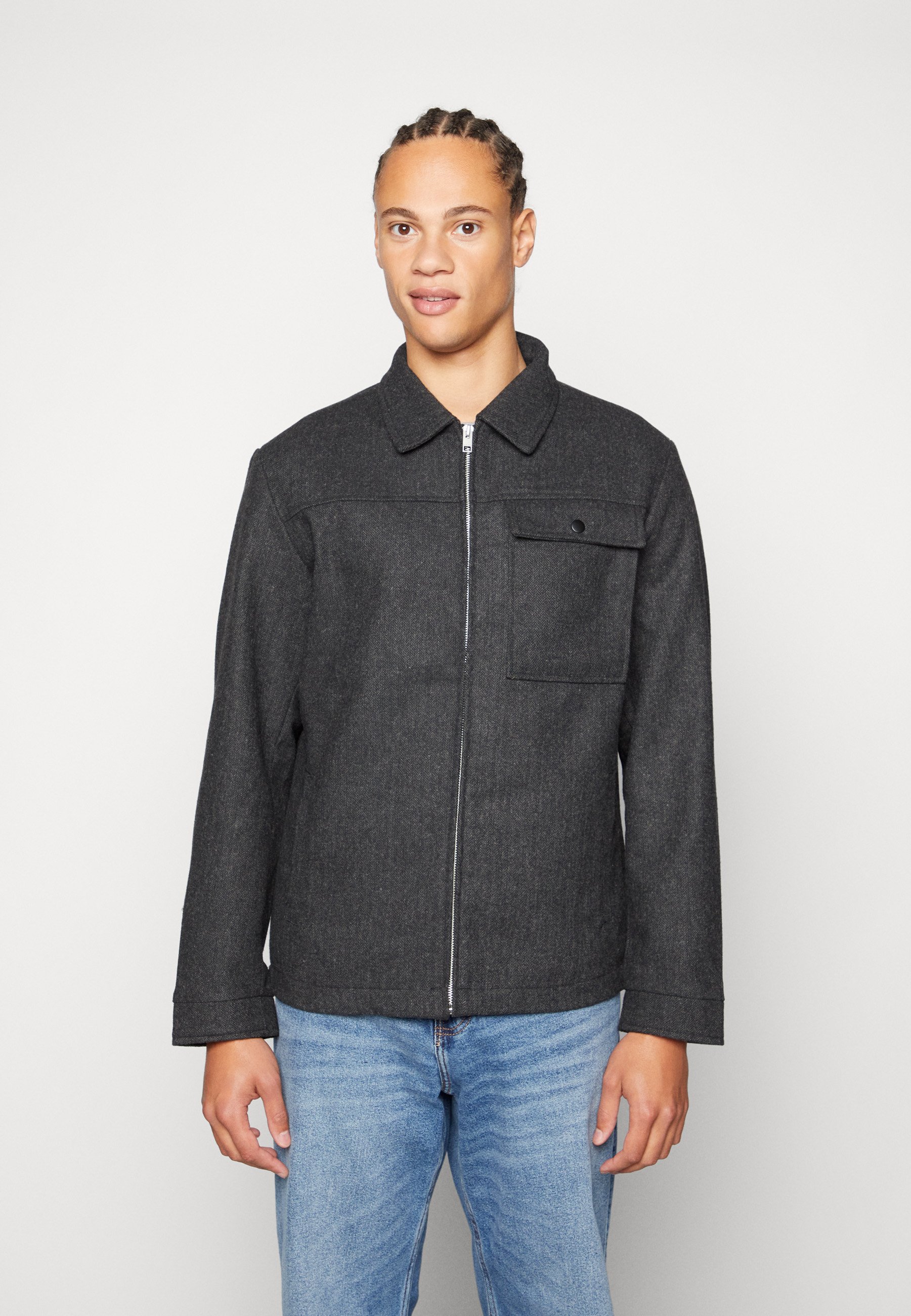 Jack &Jones JJJOHNSON JACKET - Summer jacket - dark grey/mottled dark grey