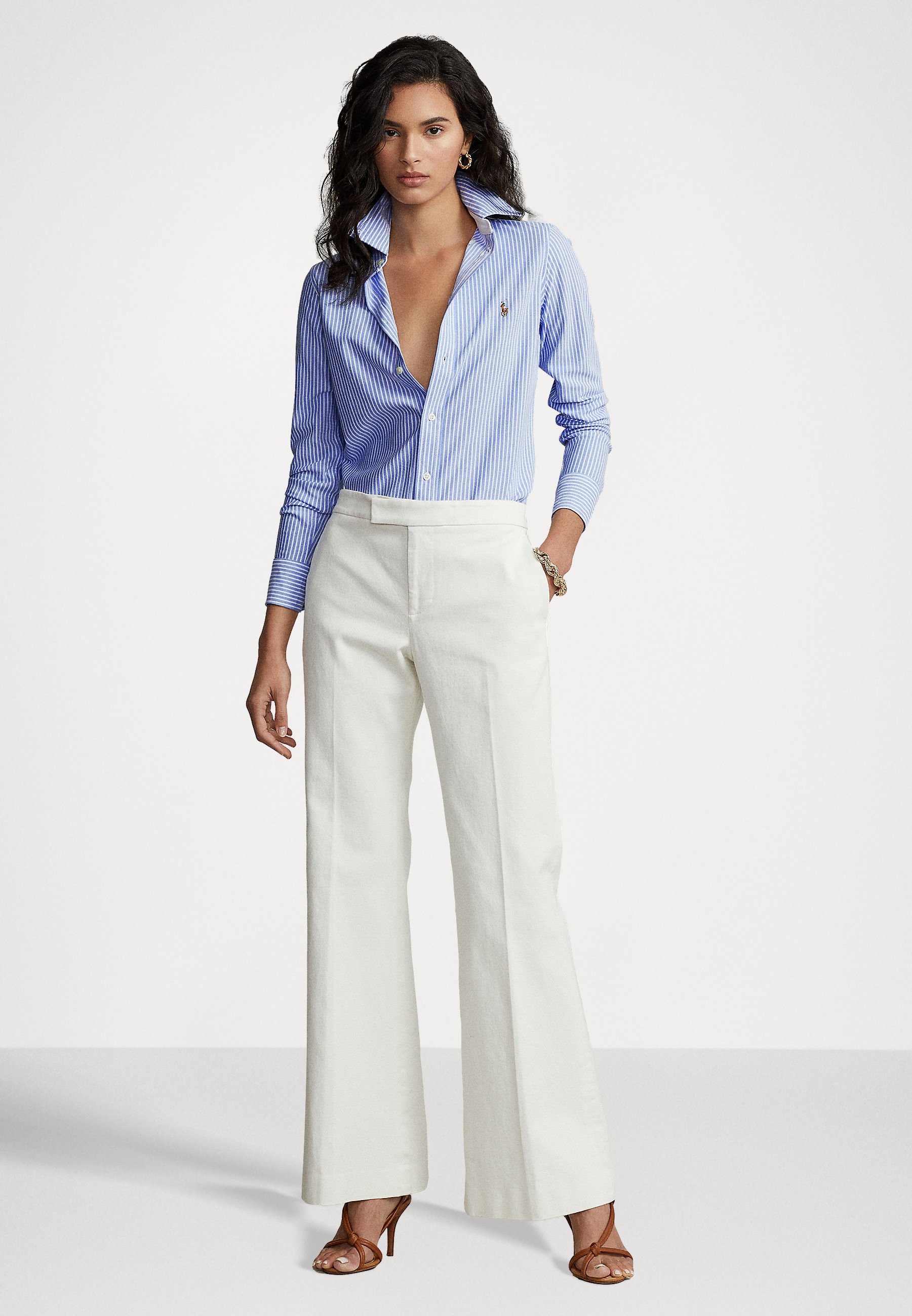 Polo Ralph Lauren HEIDI LONG SLEEVE - Button-down blouse - harbor island blue/light blue