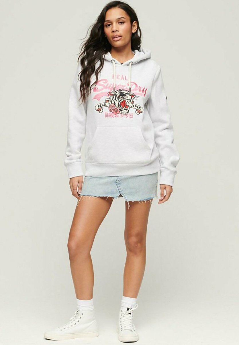 Superdry VINTAGE LOGO NARRATIVE  - Hoodie - ice grey marl/light grey