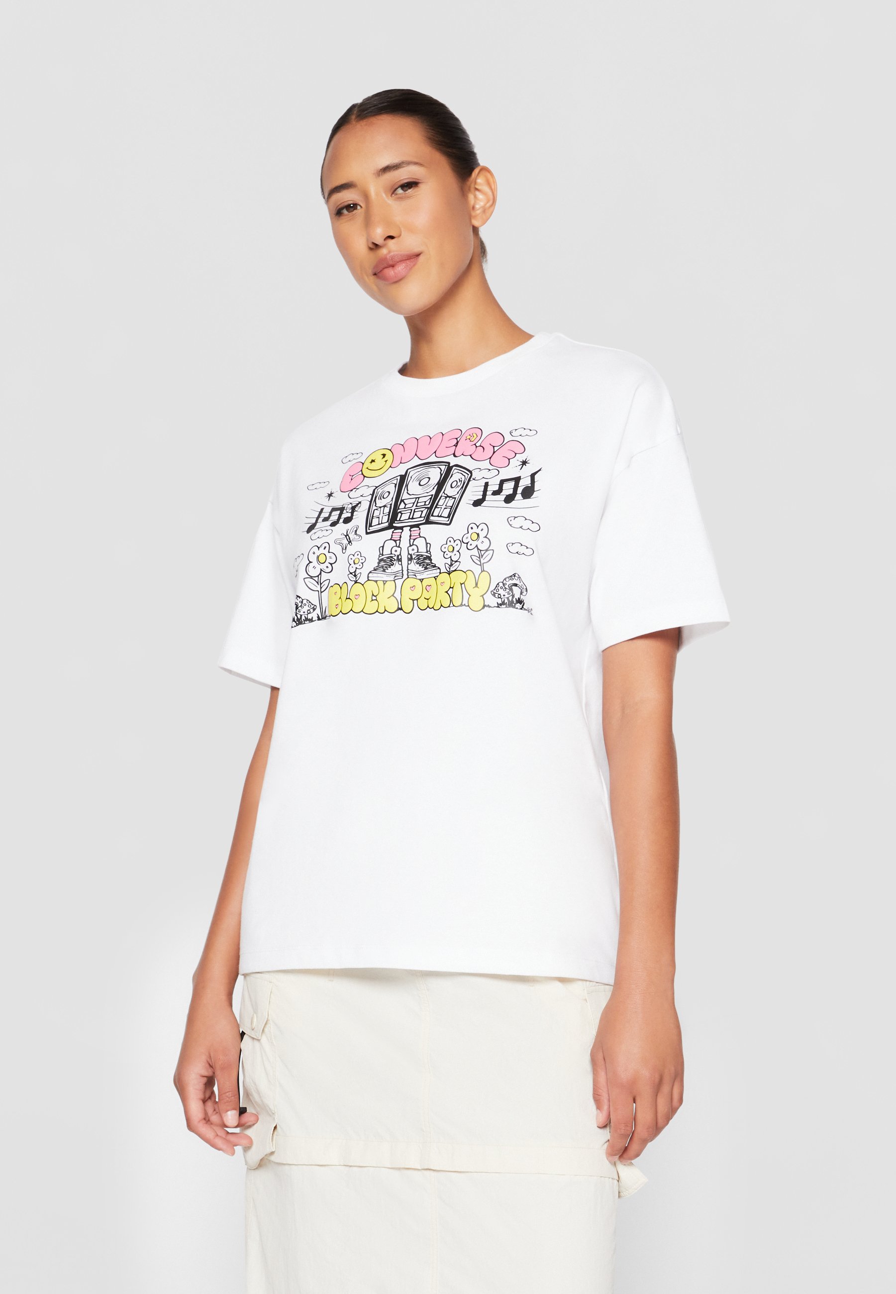Converse OVERSIZED BLOCK PARTY GRAPHIC - Print T-shirt - white