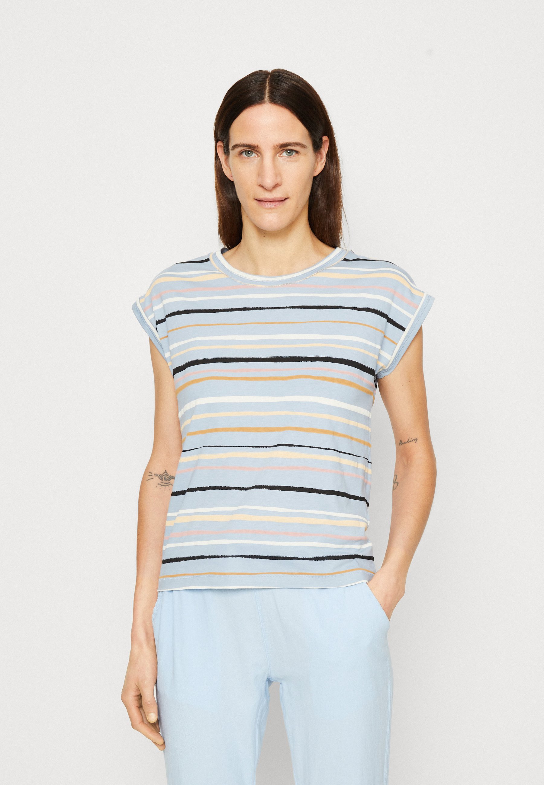Esprit STRIPE - Print T-shirt - light blue/lavender/light blue