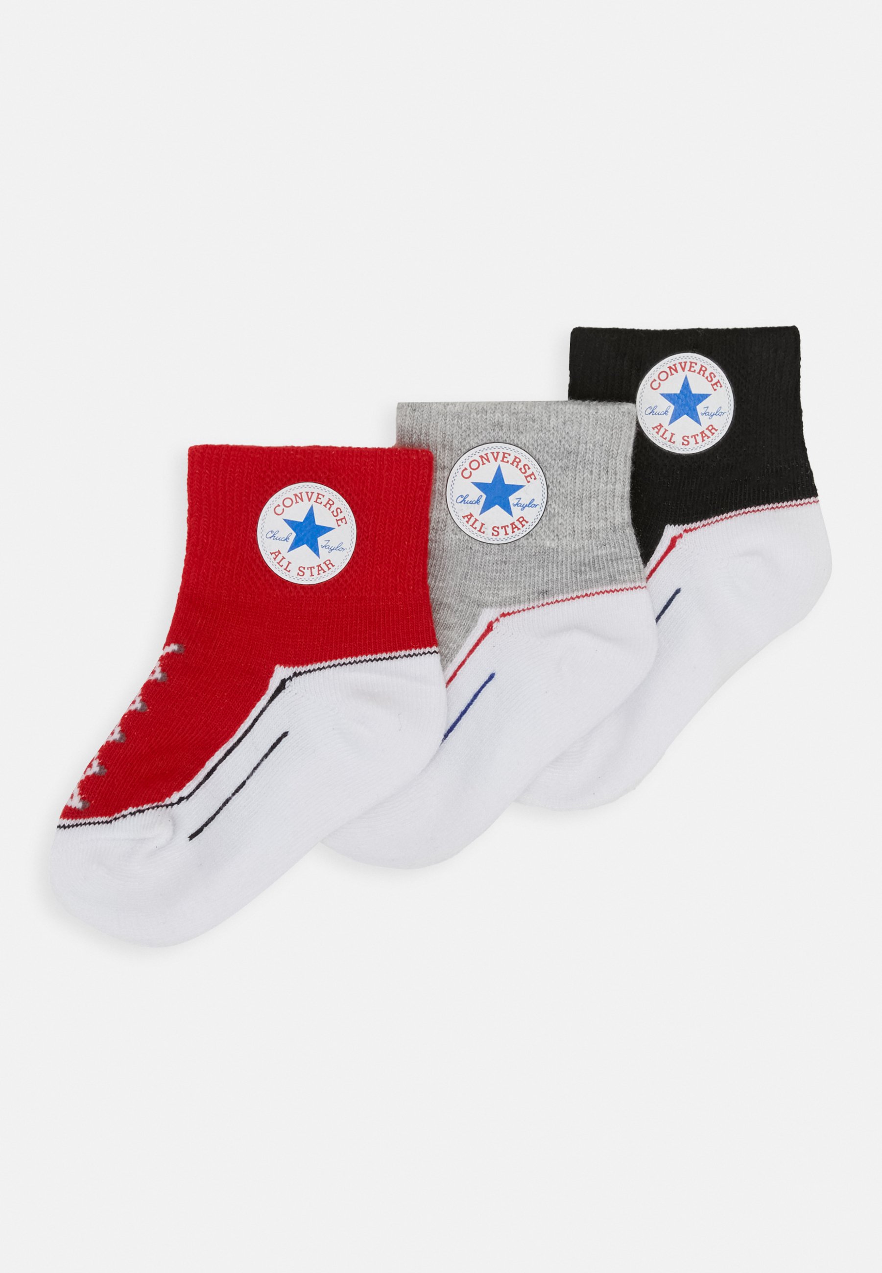 Converse CHUCK INFANT QUARTER 3 PACK UNISEX - Socks - black/light red/grey/black