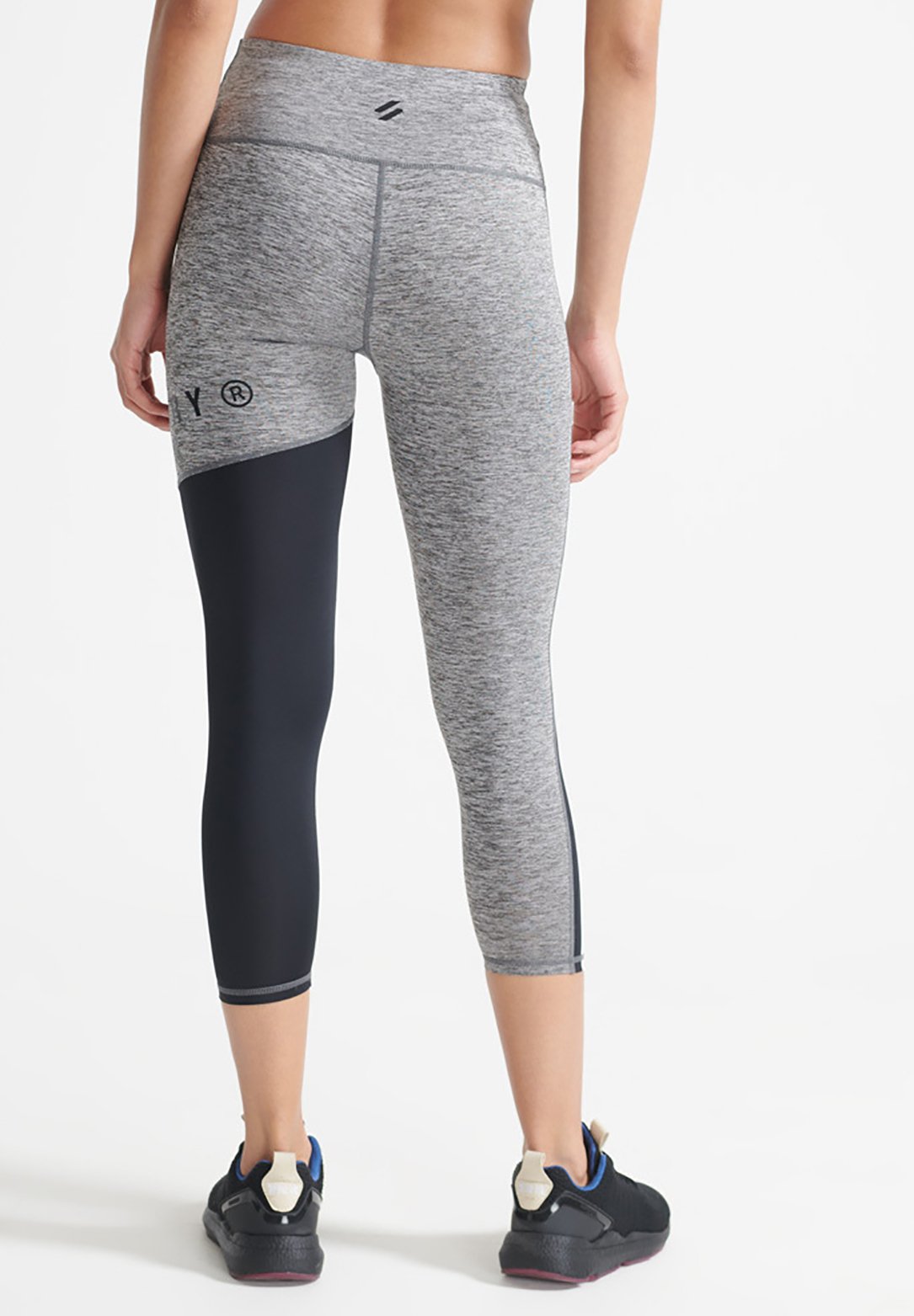 Superdry TRAINING GRAPHIC - Leggings - Trousers - grey marl black/light grey