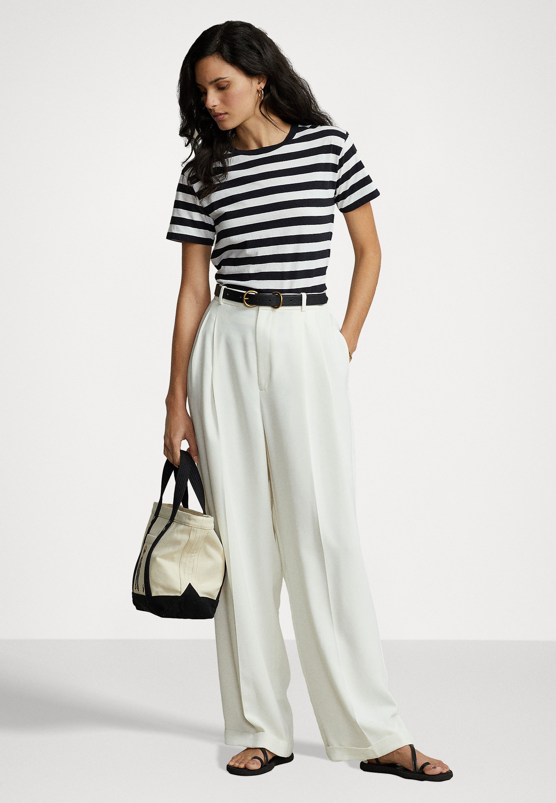 Polo Ralph Lauren STRIPE SHORT SLEEVE - Print T-shirt - black/white/black