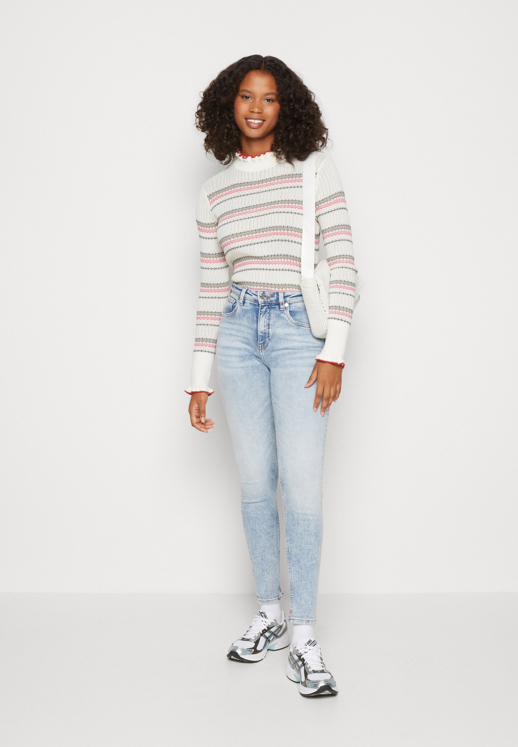 Scotch & Soda FAIR ISLE RUFFLE - Jumper - vanilla white/multi-coloured