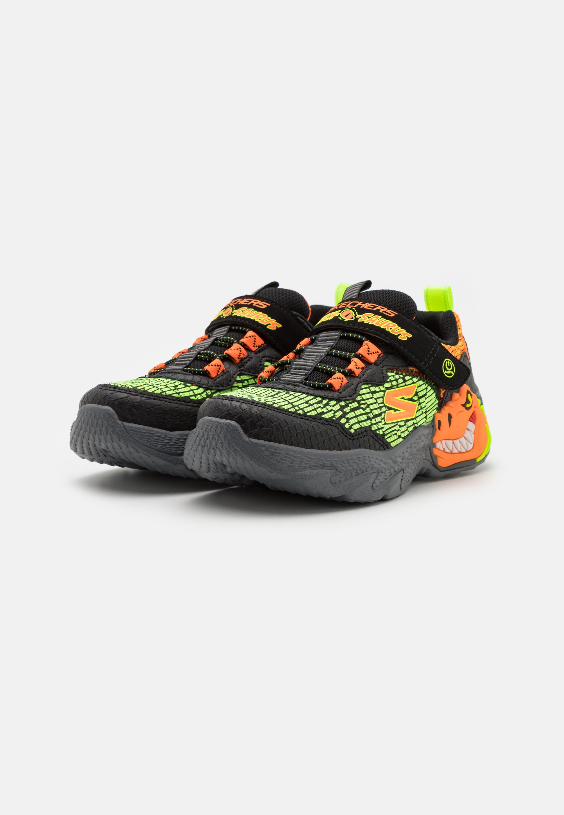 Skechers DINO LIGHTS UNISEX - Trainers - black/orange/green/black