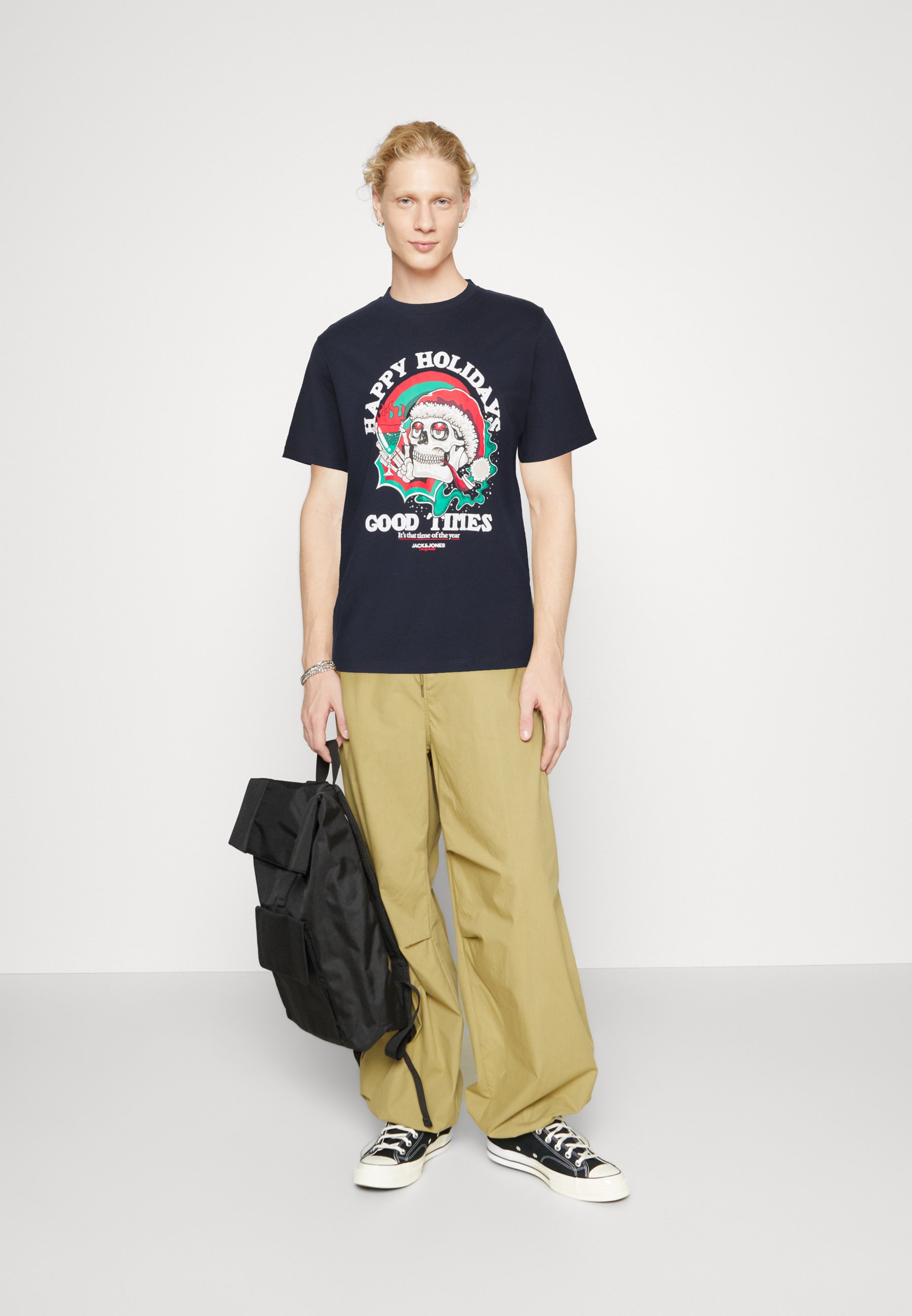 Jack &Jones JORCHRISTMAS SKULL SS CREW NECK - Print T-shirt - sky captain/dark blue