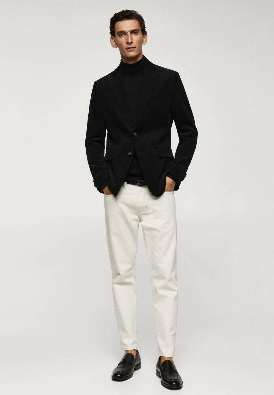Mango CORD - Blazer jacket - black