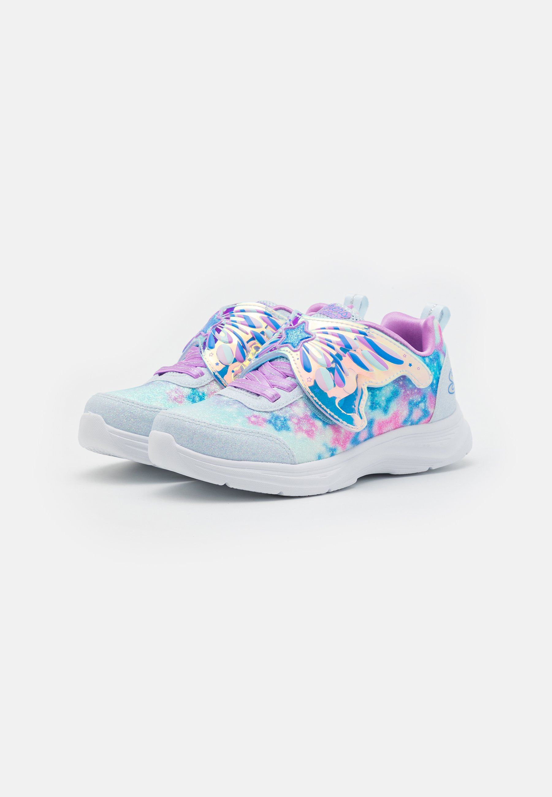 Skechers MULTI SPARKLE PRINT W/ FAIRY WING LIGHTED STRAP - Trainers - light blue/lavender/light blue