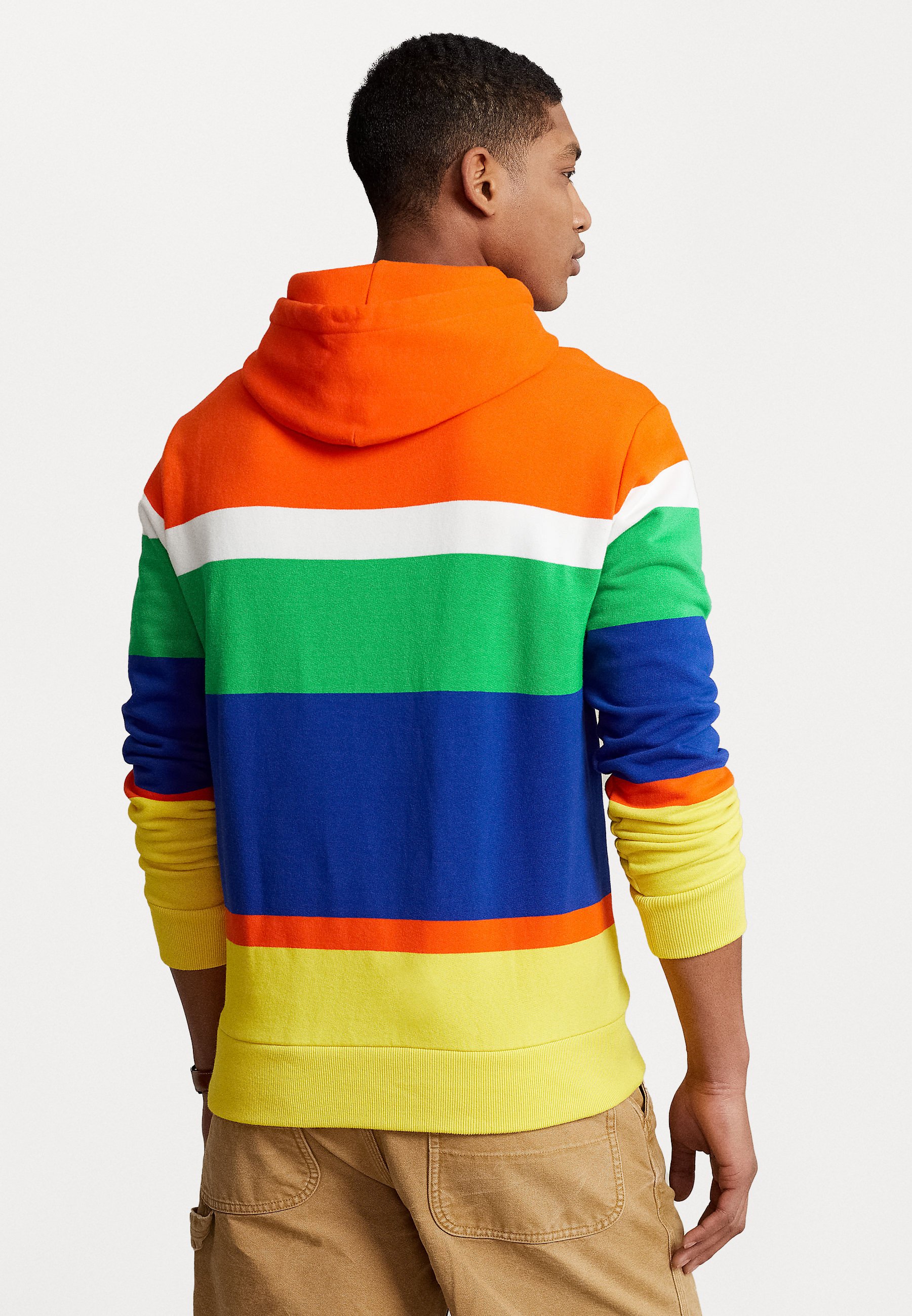 Polo Ralph Lauren LOGO STRIPED FLEECE HOODIE - Sweatshirt - sailing orange/multi-coloured