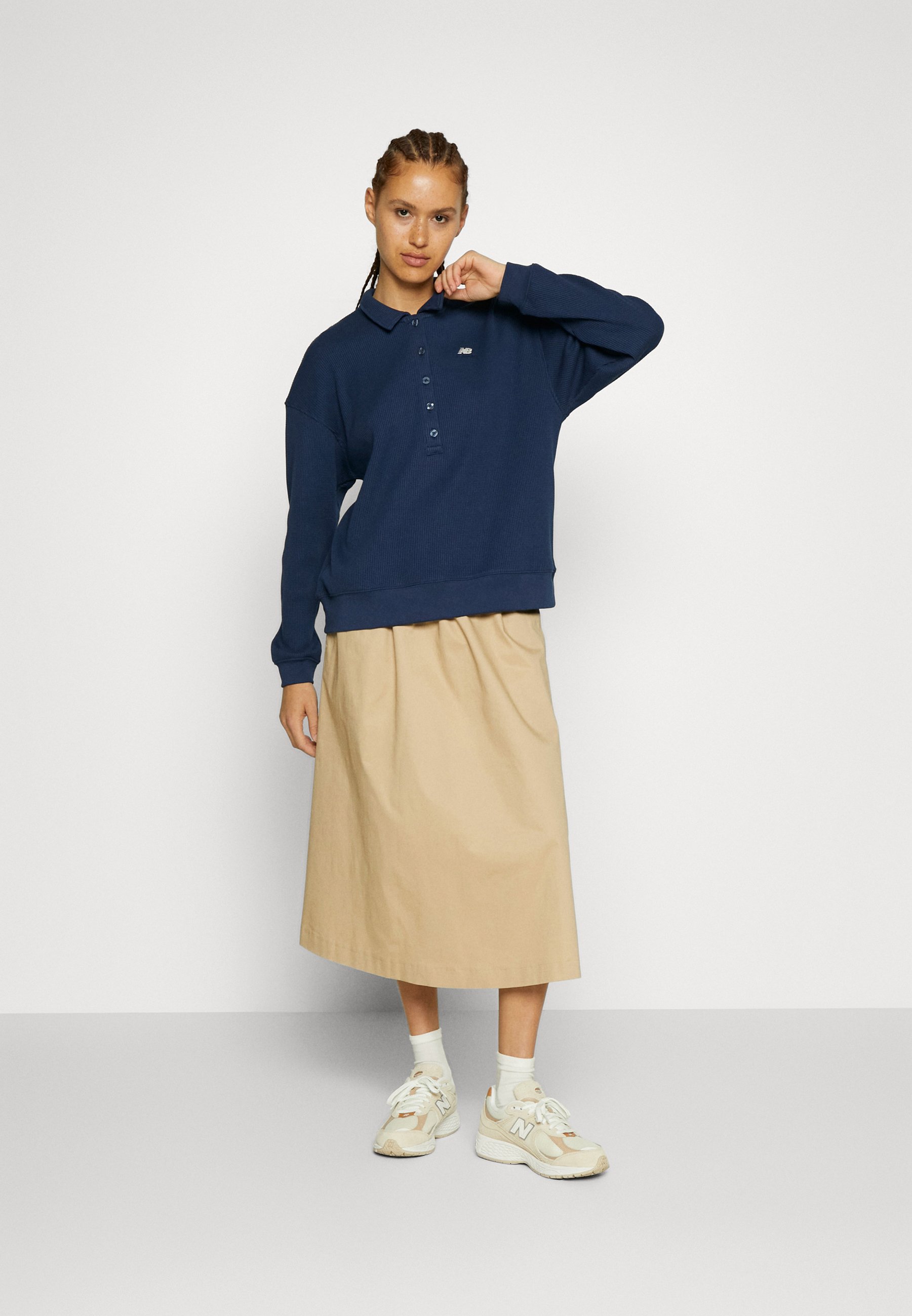 NB ATHLETICS COLLARED LONG SLEEVE - Polo shirt - navy/blue