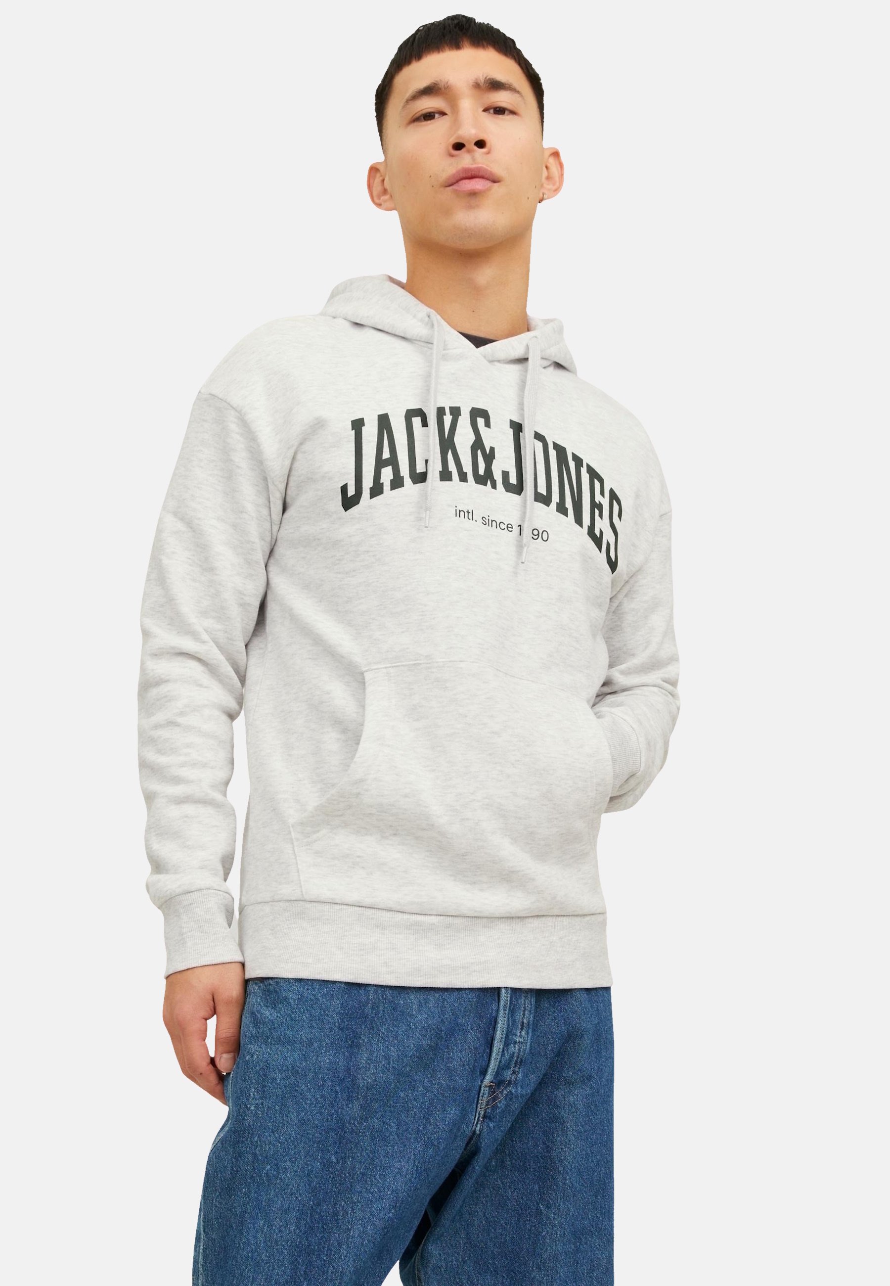 Jack &Jones JOSH MIT TUNNELZUG KÄNGURUT - Hoodie - weiß/white