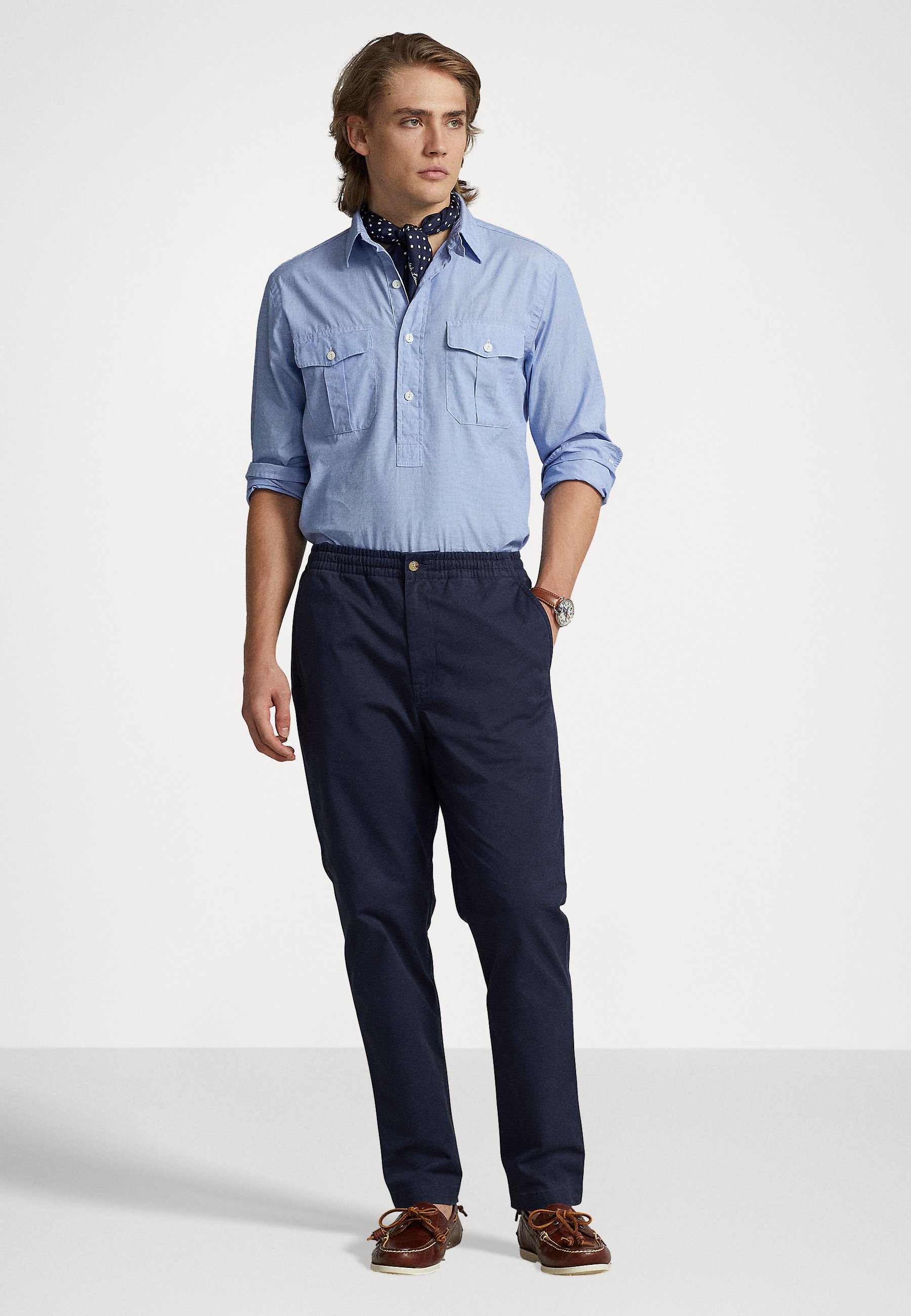 Polo Ralph Lauren PREPSTER FLAT PANT - Trousers - indigo/dark blue