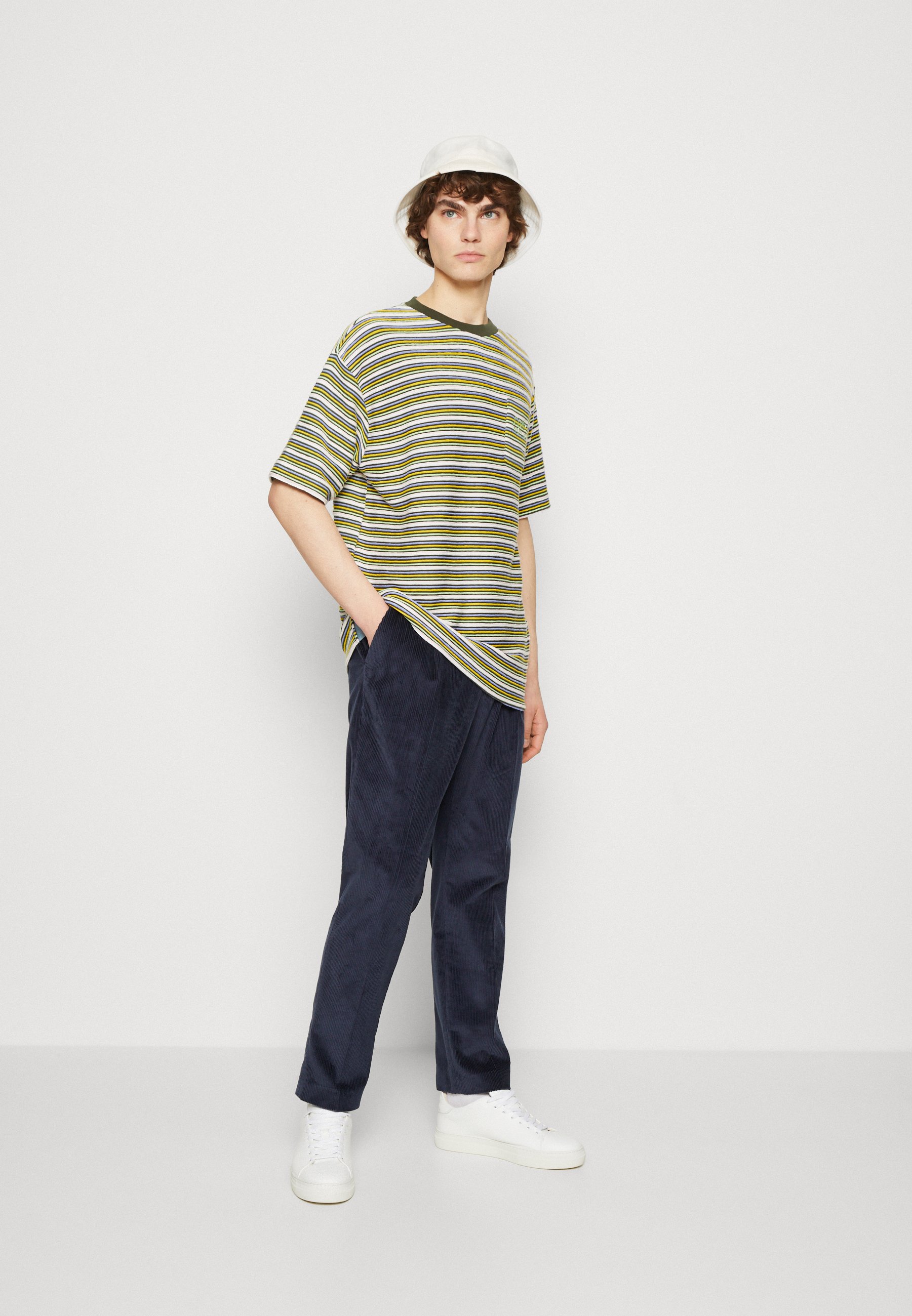 Scotch & Soda YARN DYED STRIPE POCKET - Print T-shirt - green/yellow/green