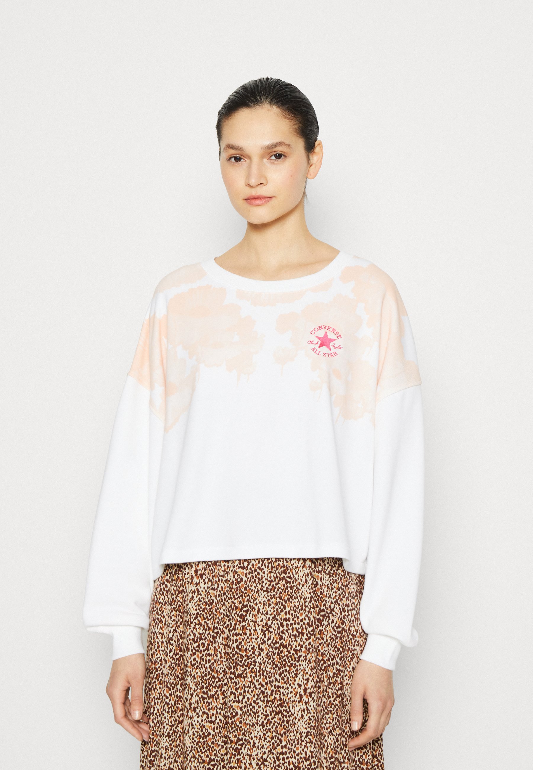 Converse CHUCK TAYLOR PATCH FRENCH TERRY CREW - Sweatshirt - white