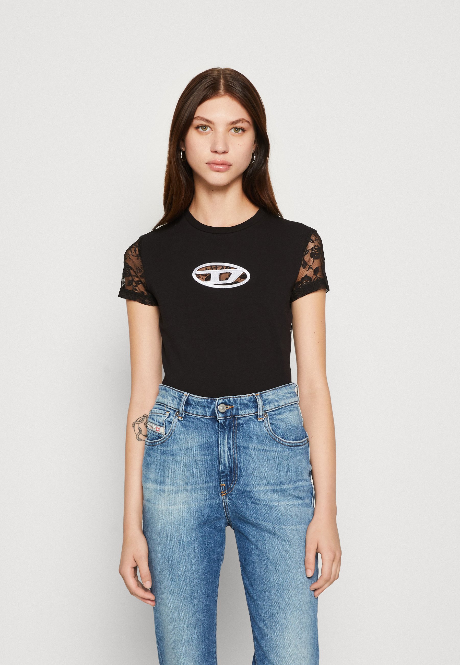 Diesel OVALACE - Print T-shirt - black