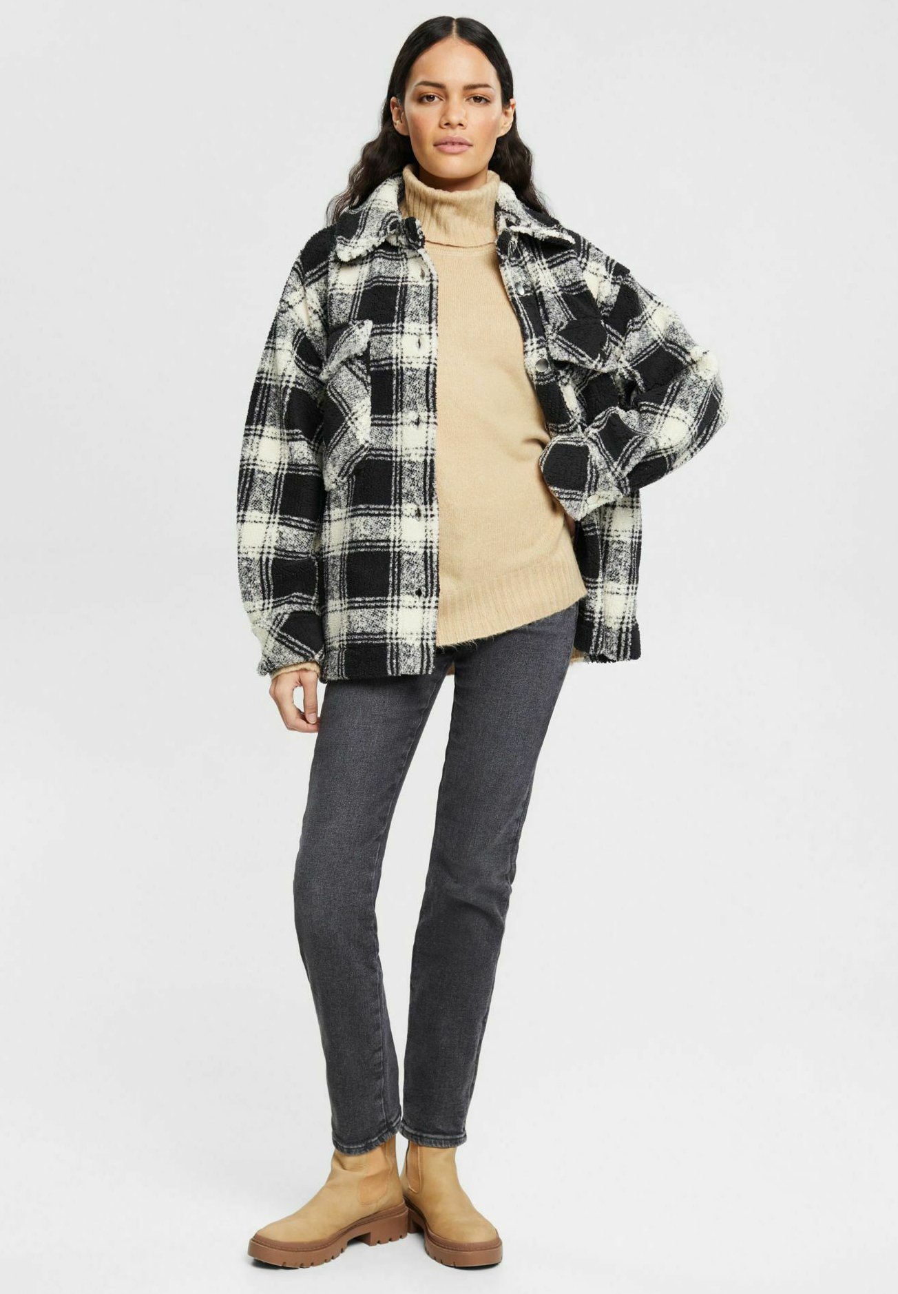 Esprit ROLLKRAGEN IN MOULINÉ - Jumper - sand/mottled beige