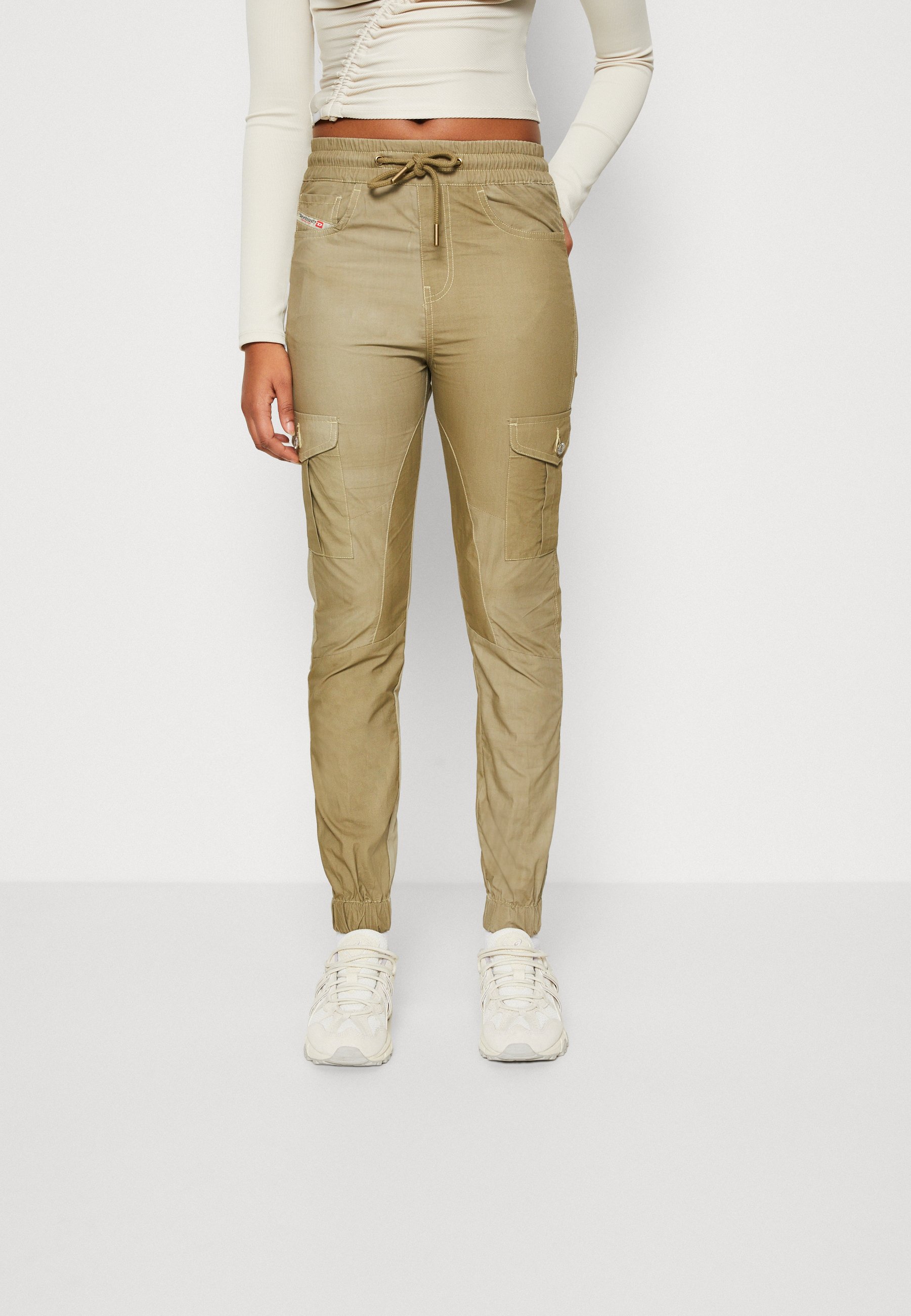 Diesel P-URSULA-CHALK - Cargo trousers - green/khaki