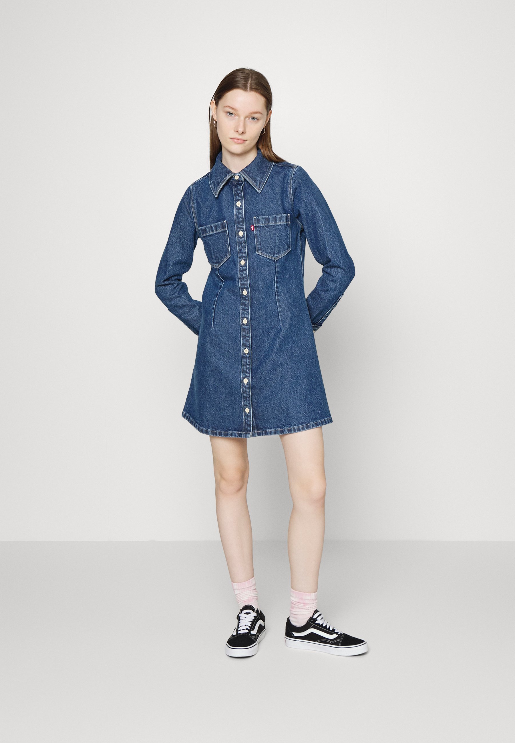 Levi's® SABINE DRESS - Denim dress - mid marble/blue denim