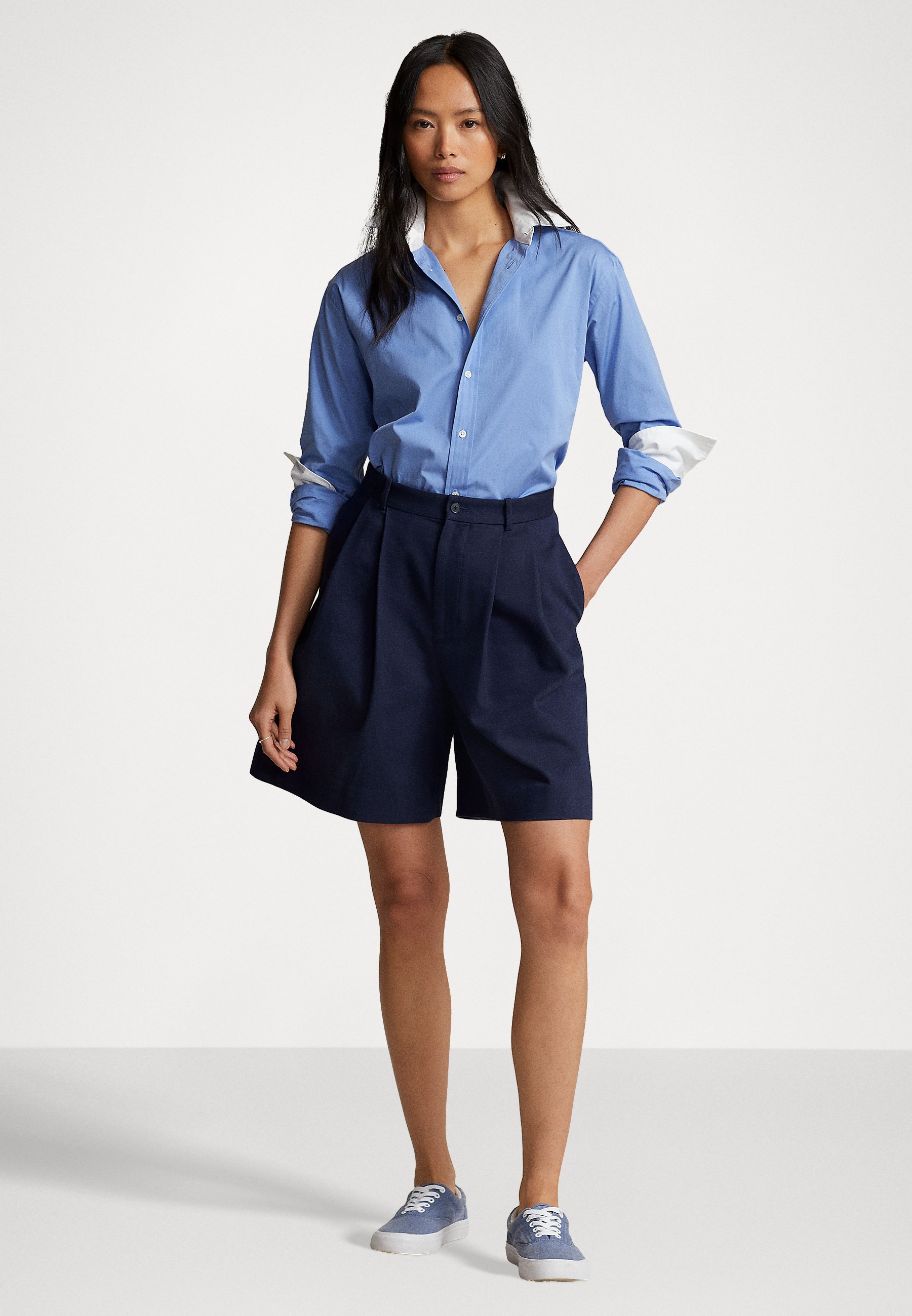 Polo Ralph Lauren LONG SLEEVE BUTTON FRONT SHIRT - Button-down blouse - chopin blue/blue