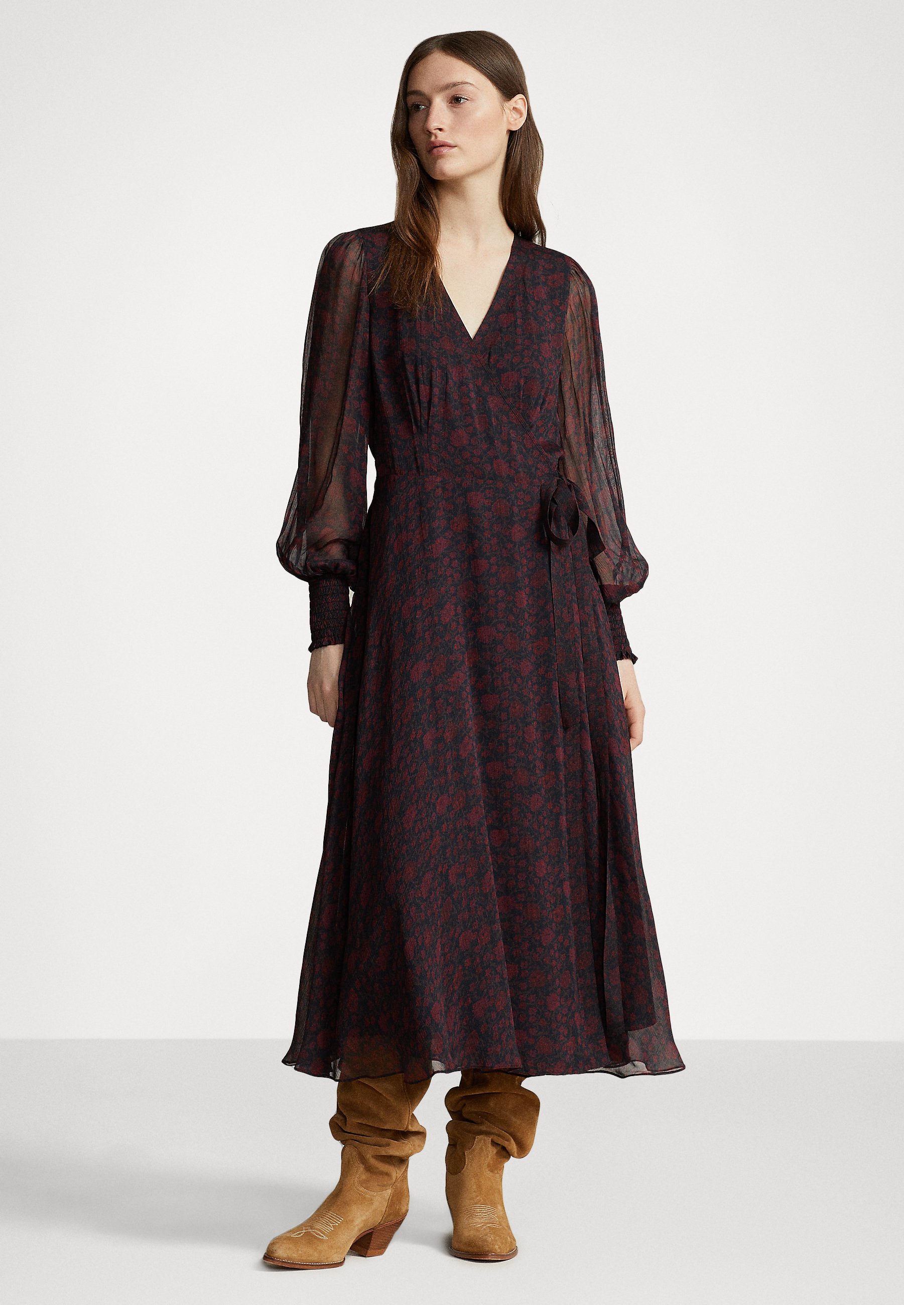Polo Ralph Lauren LIA LONG SLEEVE DRESS - Cocktail dress / Party dress - vintage dahlia/multi-coloured