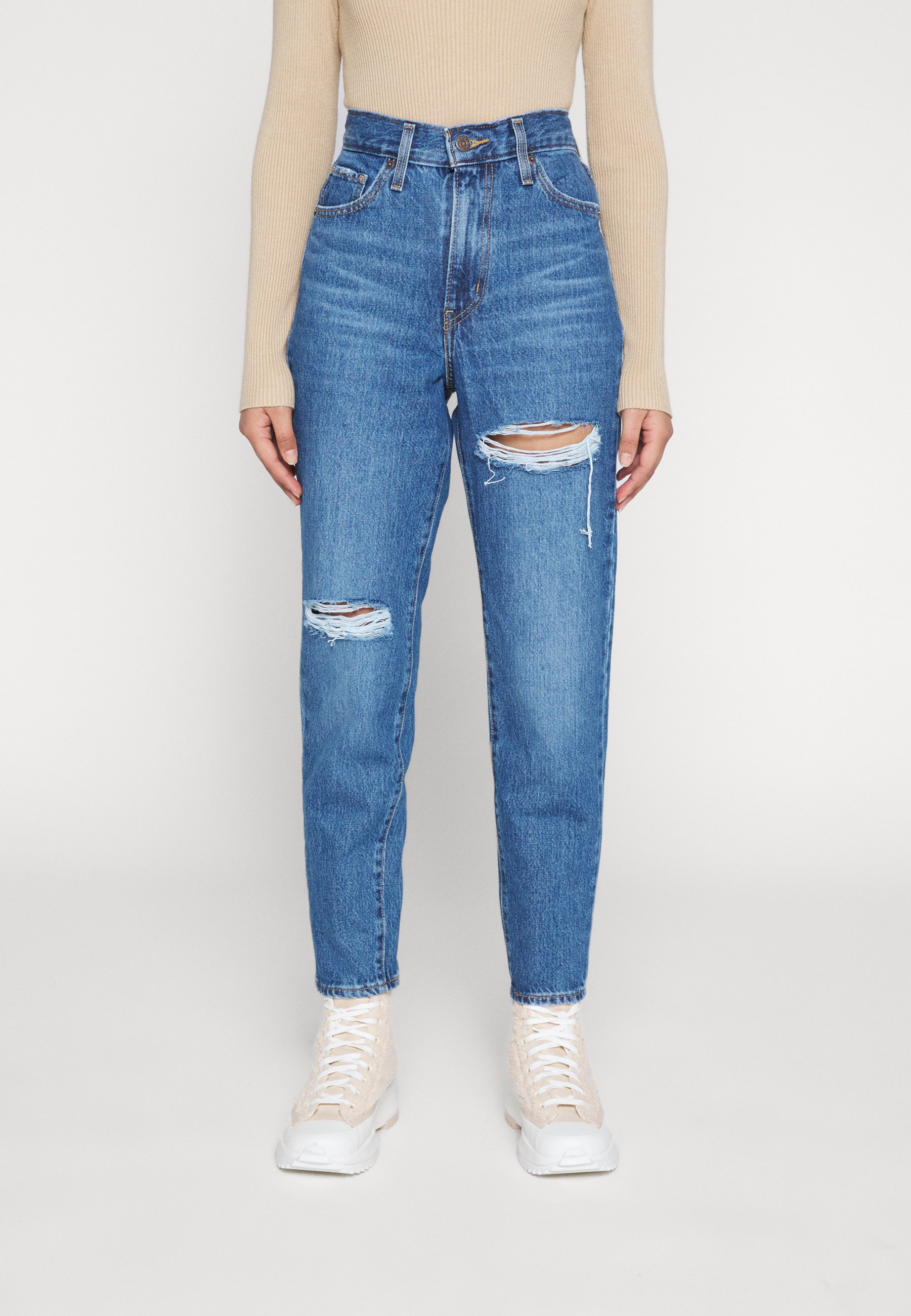Levi's® HIGH WAISTED MOM - Jeans Tapered Fit - fun mom/destroyed denim