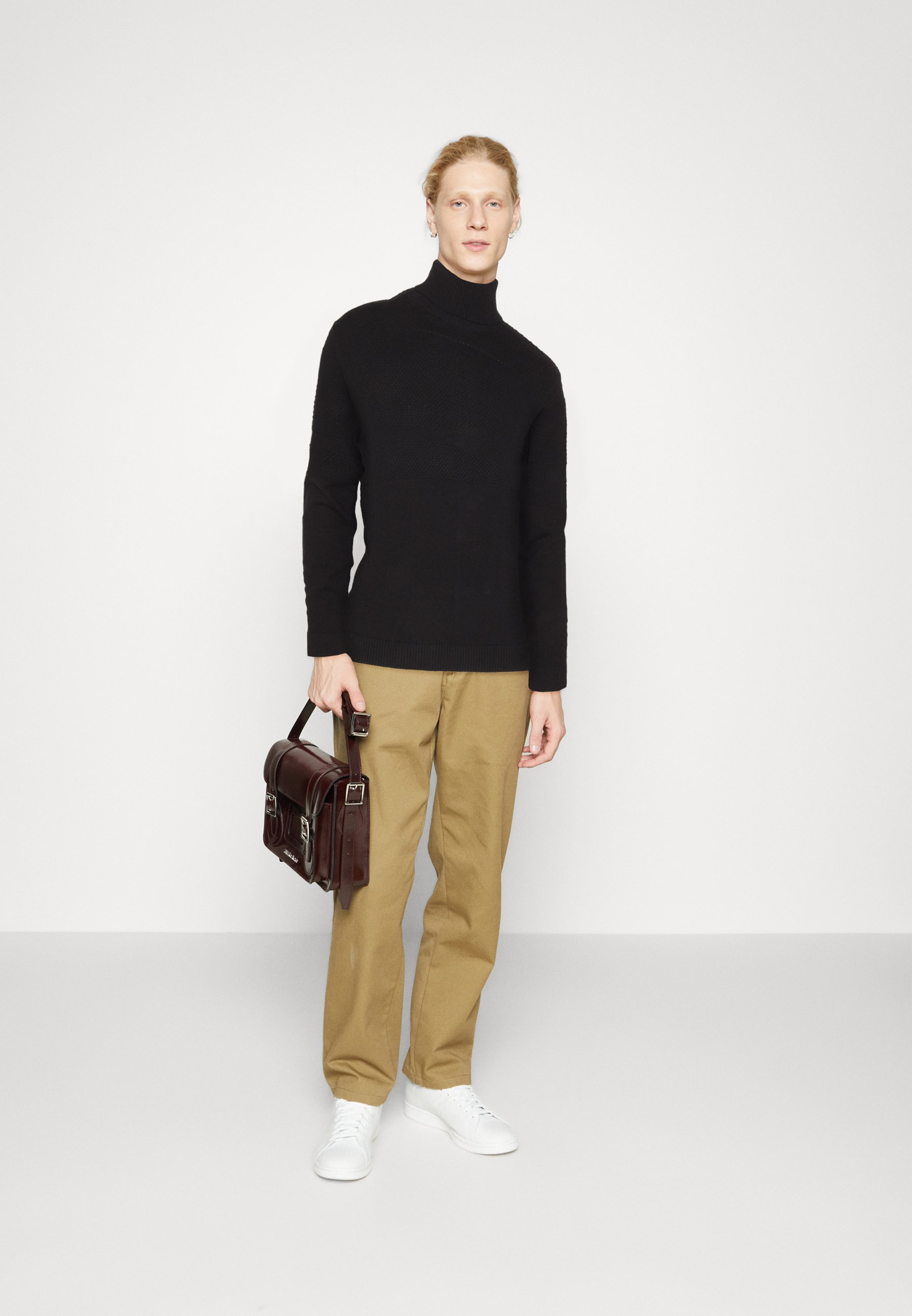 Jack &Jones JCOCHRIS BUBBLE STITCH ROLL NECK - Jumper - black