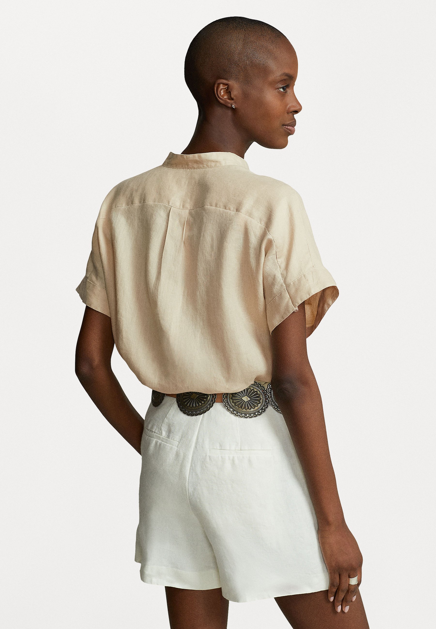 Polo Ralph Lauren ALEN SHORT SLEEVE BUTTON FRONT SHIRT - Button-down blouse - spring beige/beige