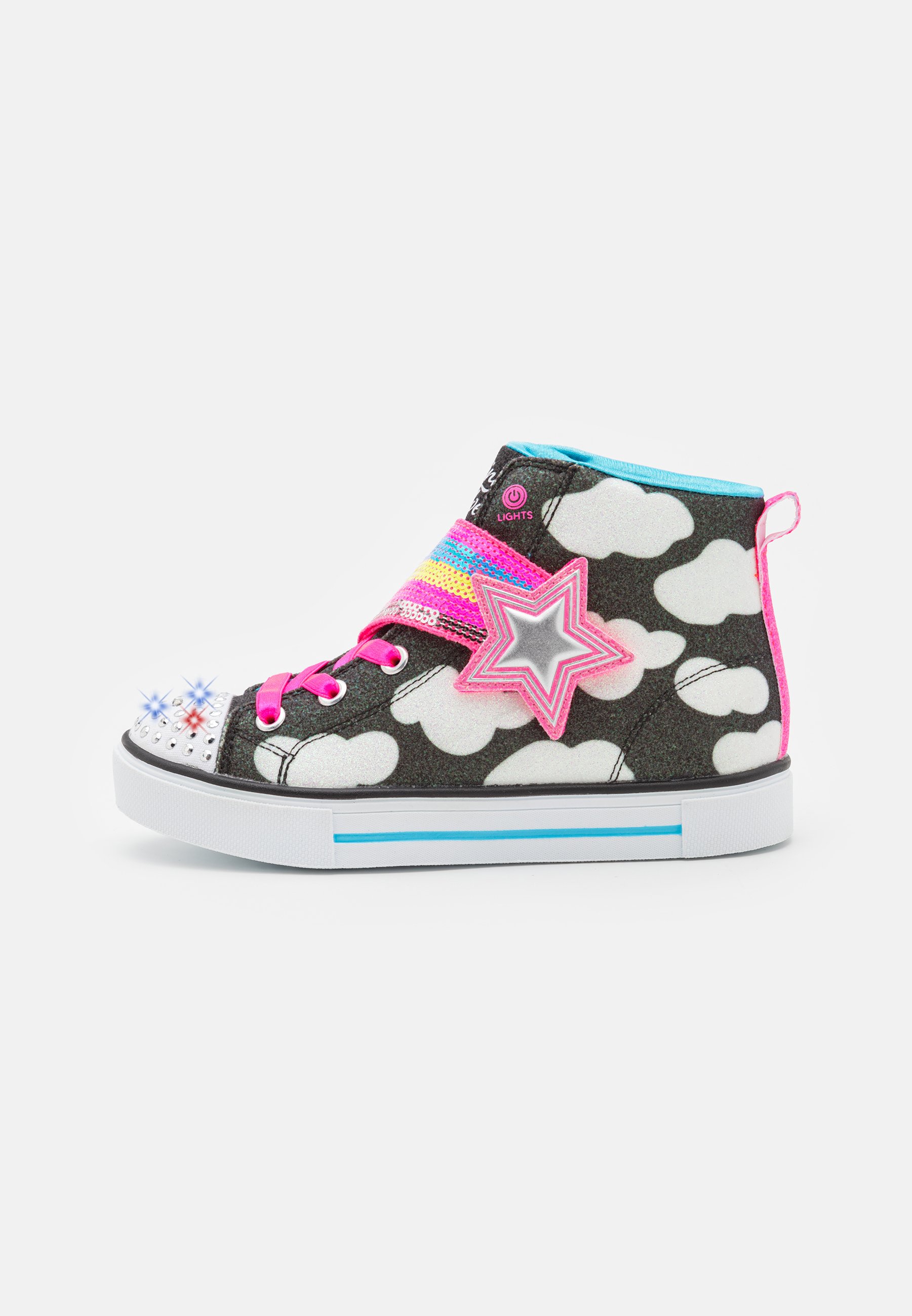 Skechers GLITTER CLOUDS GORE & STRAP  - High-top trainers - black/multi-coloured/black