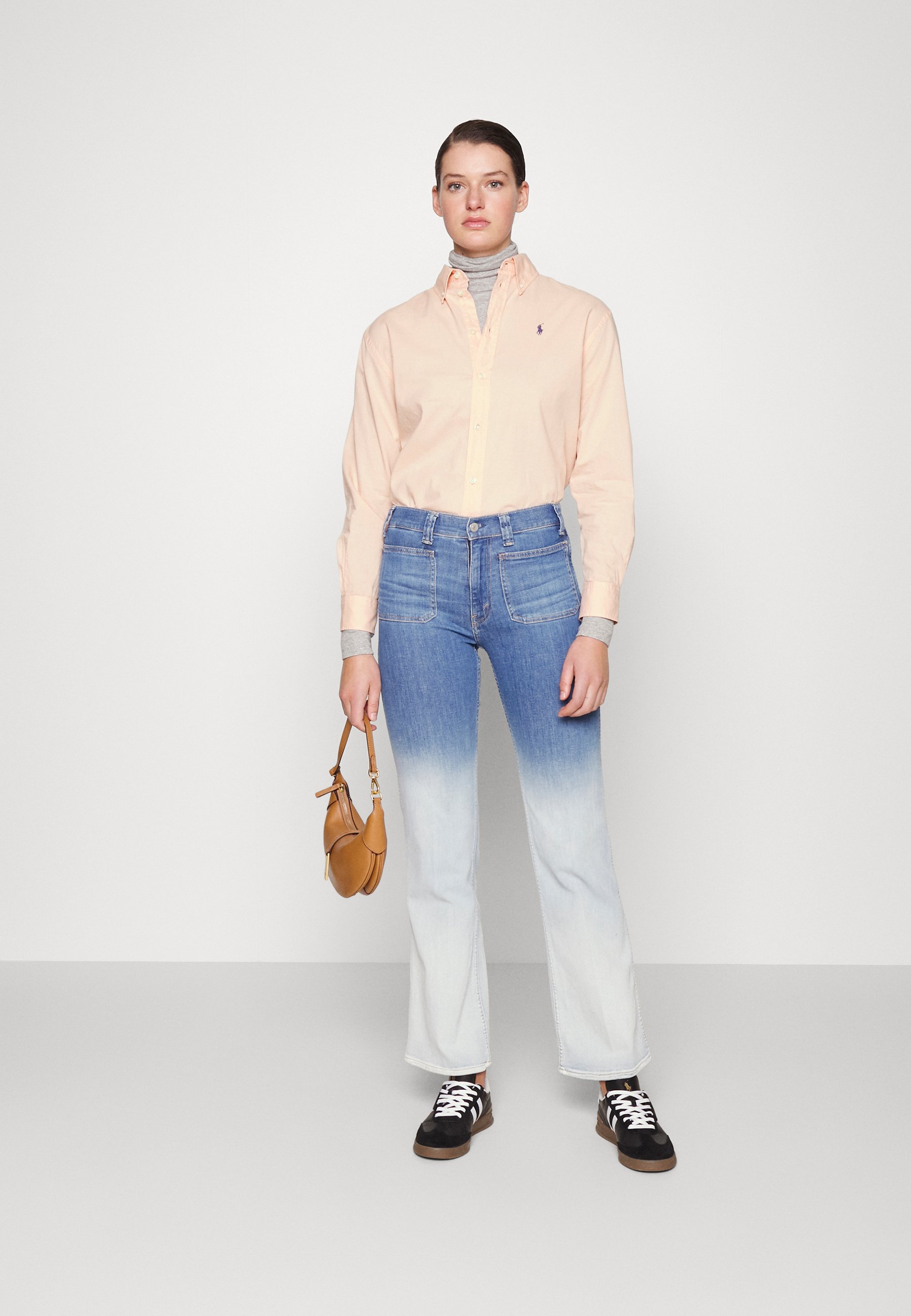 Polo Ralph Lauren LONG SLEEVE BUTTON FRONT SHIRT - Button-down blouse - rust/orange