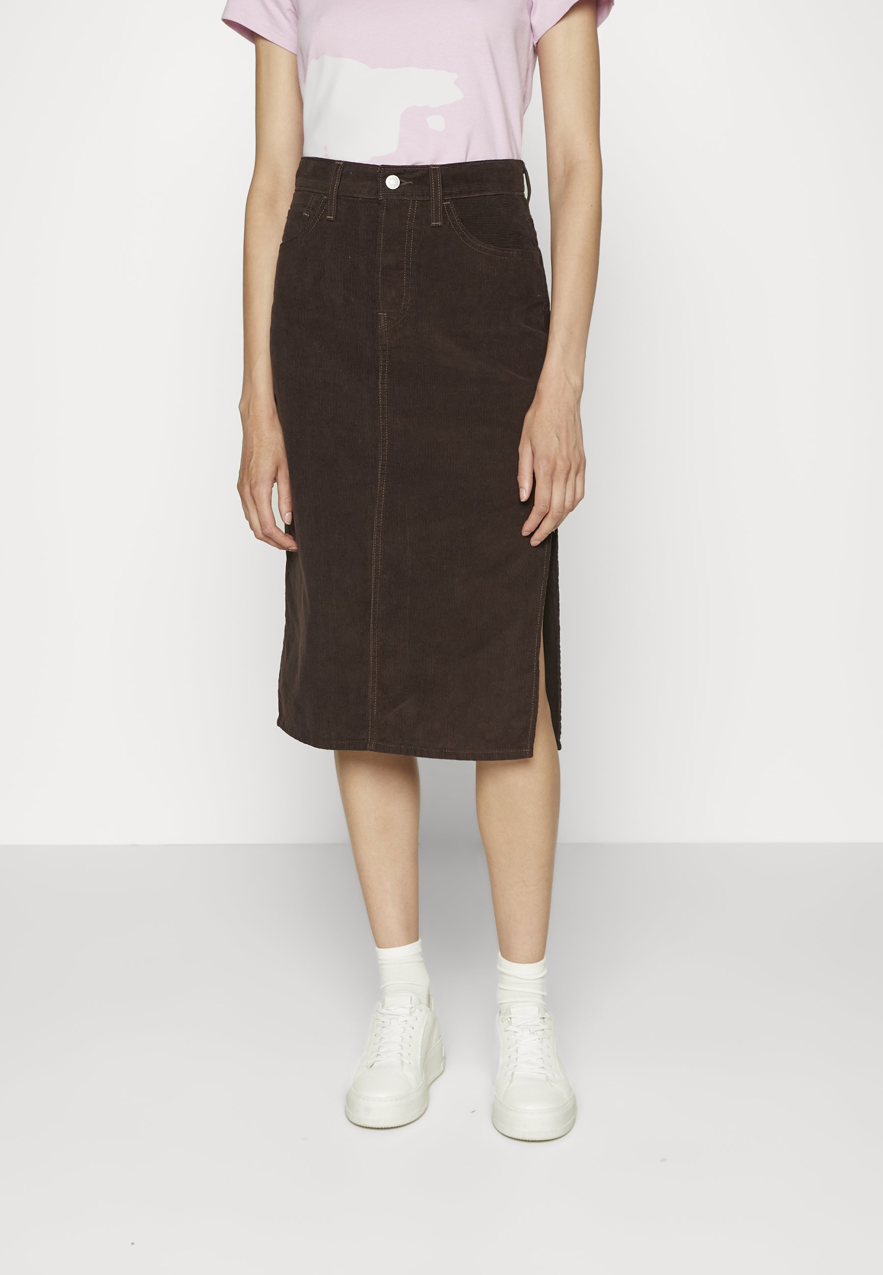 Levi's® SIDE SLIT SKIRT - A-line skirt - mole/dark brown