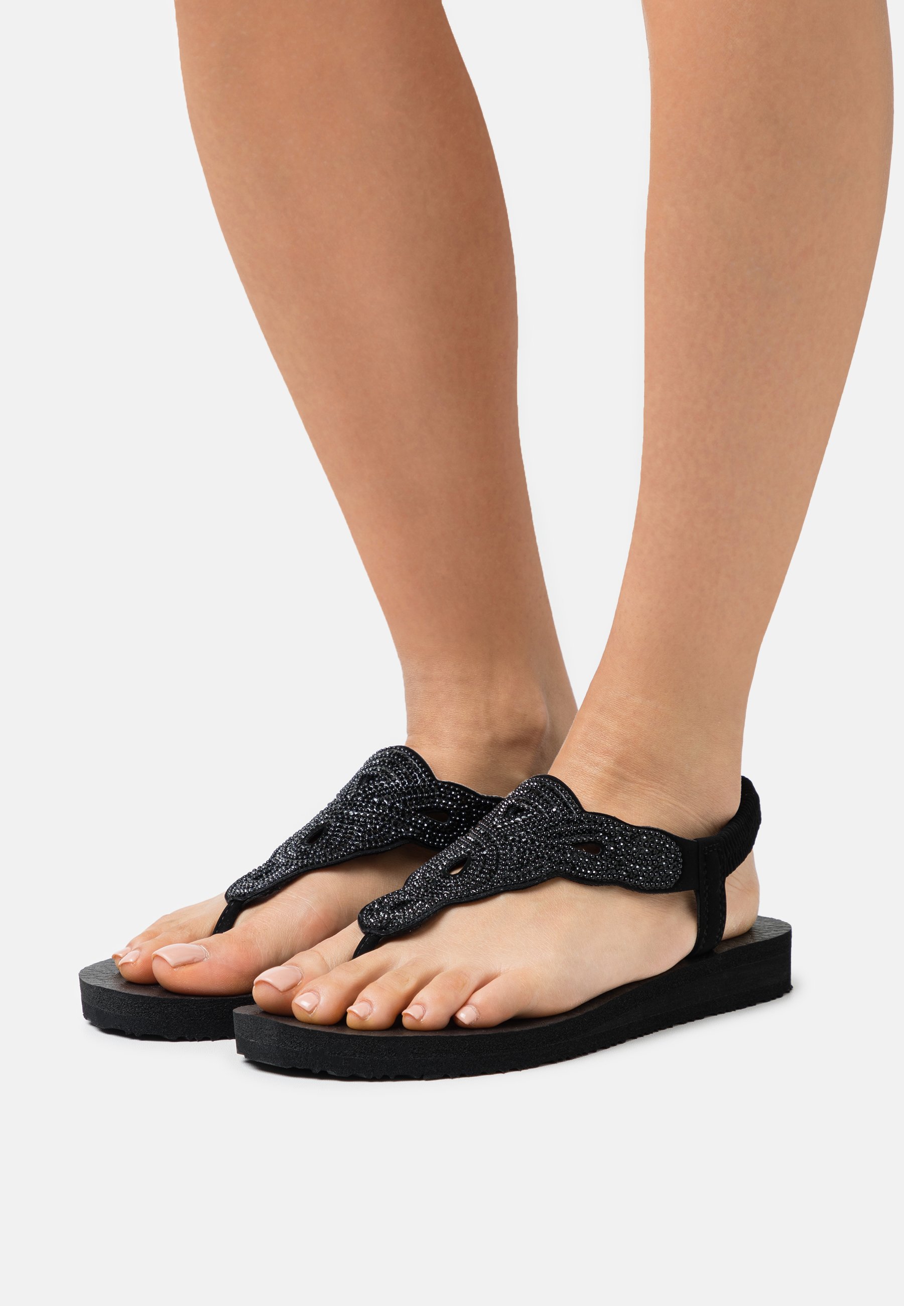 Skechers MEDITATION - T-bar sandals - black/black