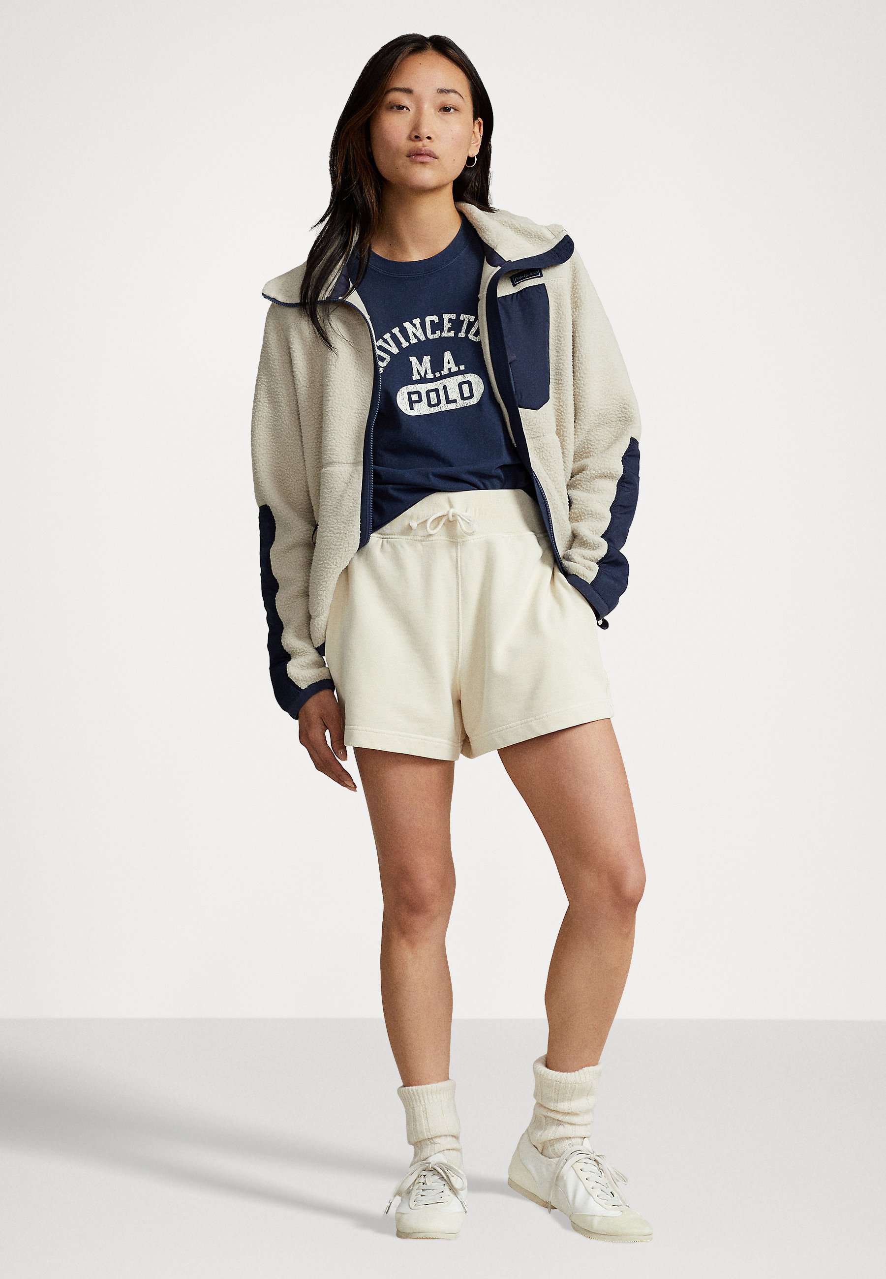 Polo Ralph Lauren LONG SLEEVE FULL ZIP - Fleece jacket - clubhouse cream/boston navy/beige