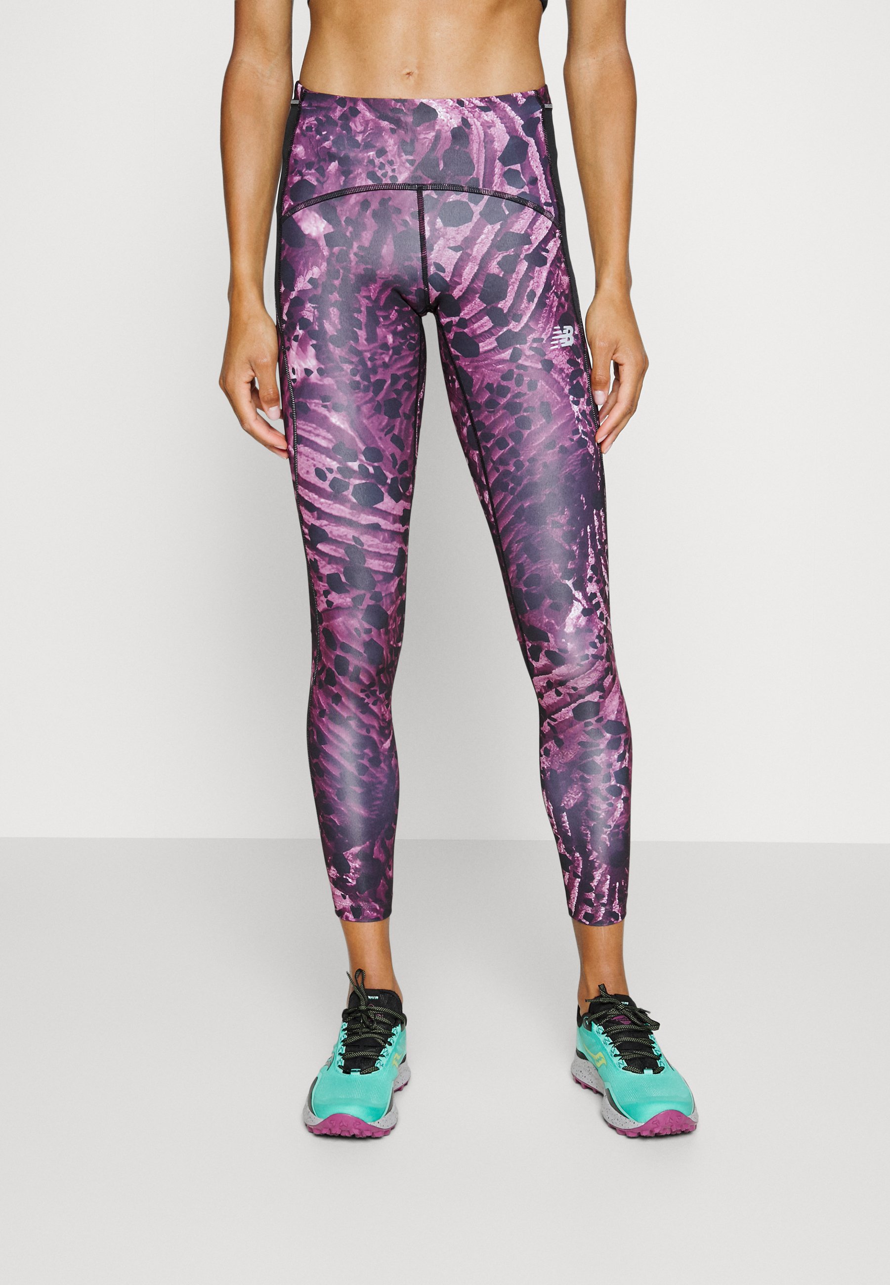 NB PRINTED IMPACT RUN - Leggings - Trousers - raisin/bordeaux
