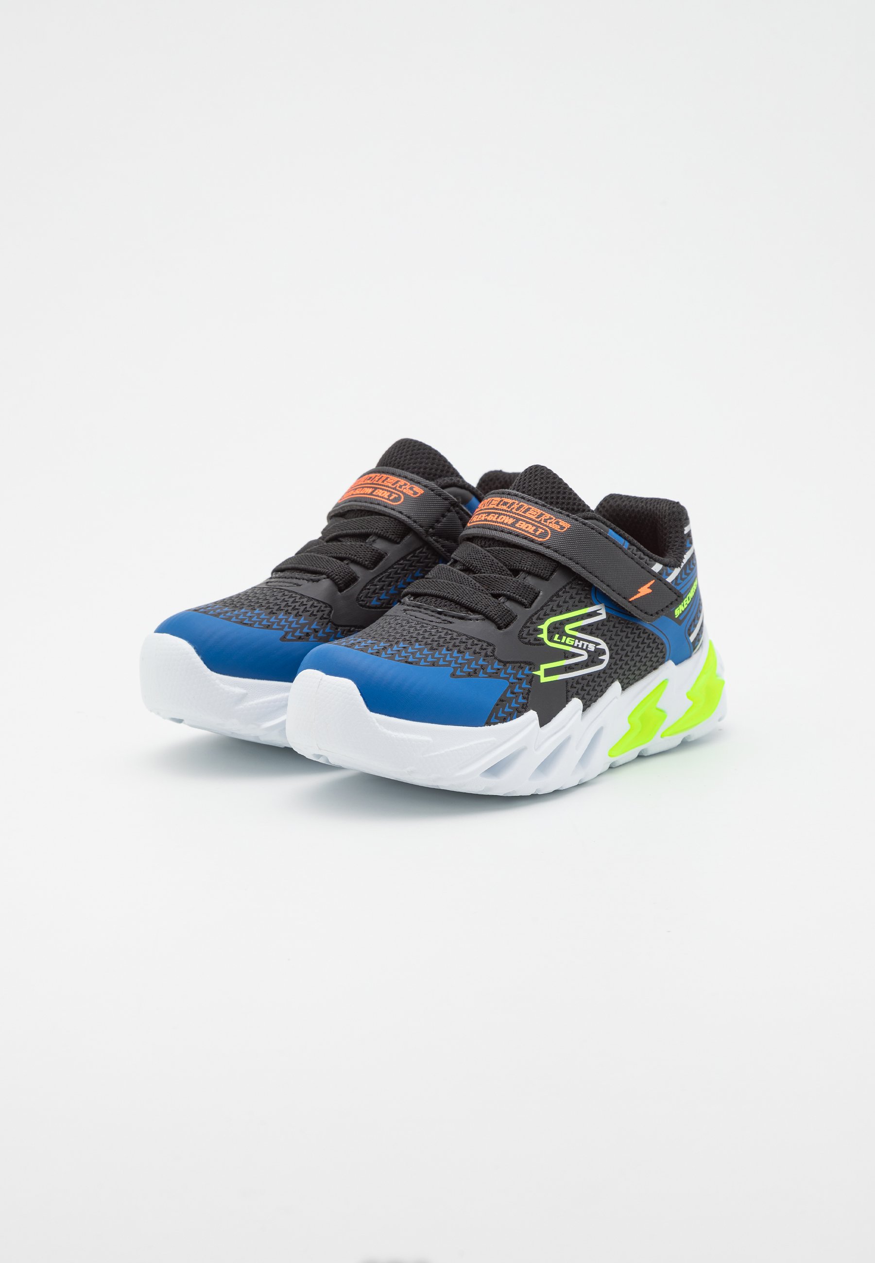 Skechers LIGHTED GORE & STRAP  - Trainers - black/blue/lime/orange trim/black
