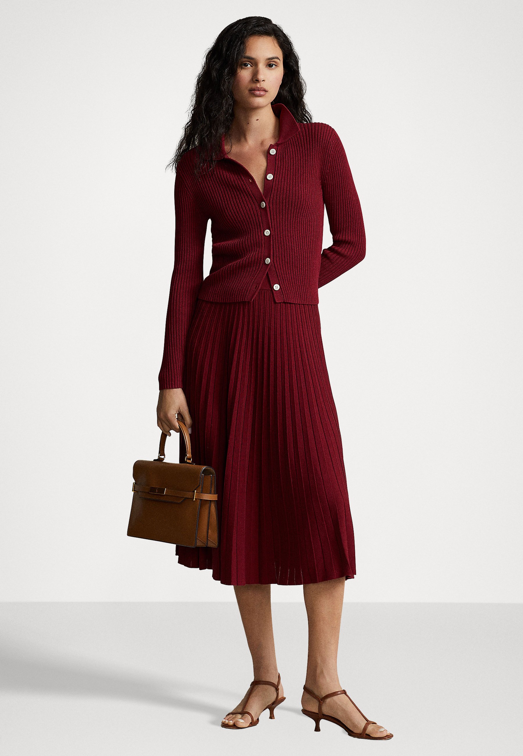 Polo Ralph Lauren SKIRT MID  - A-line skirt - garnet red/red