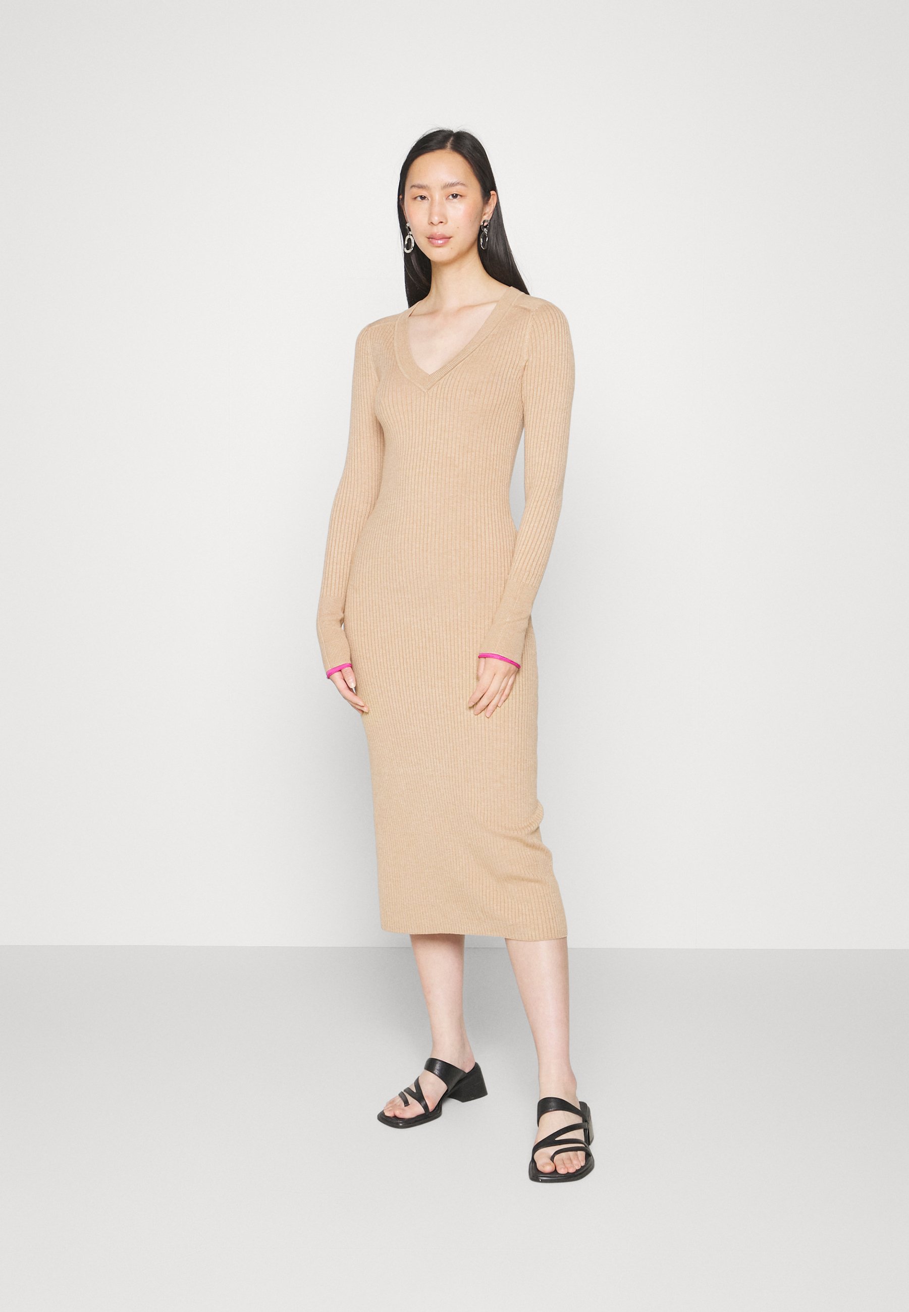 Scotch & Soda V NECK DRESS - Jumper dress - sand melange/sand