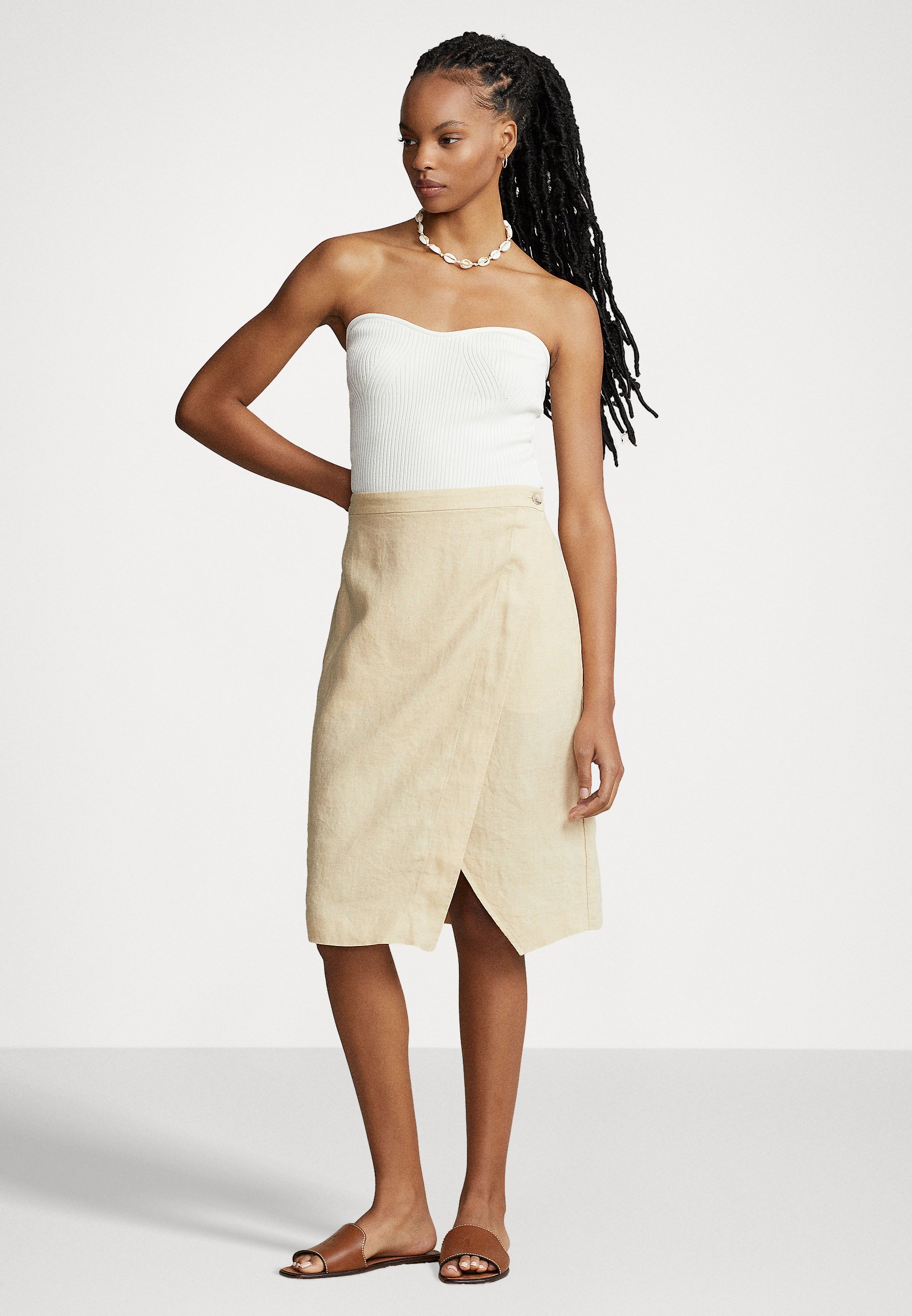 Polo Ralph Lauren DANA KNEE PENCIL - Pencil skirt - basic sand/sand