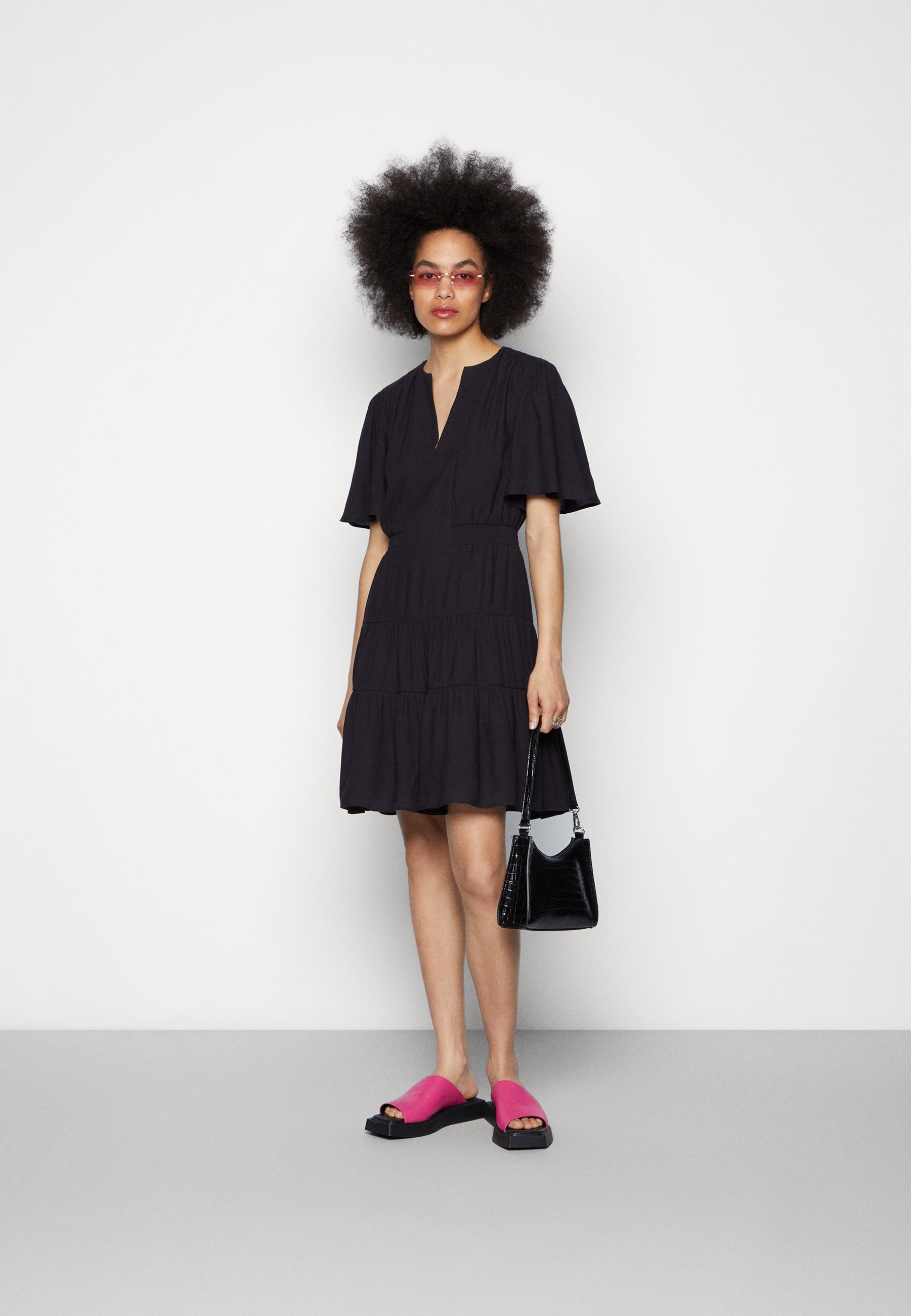 Scotch & Soda PANELED DRESS WITH GATHERING DETAILS - Day dress - black