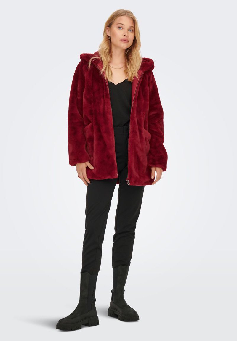 ONLY ONLMALOU COAT - Fleece jacket - lava falls/red