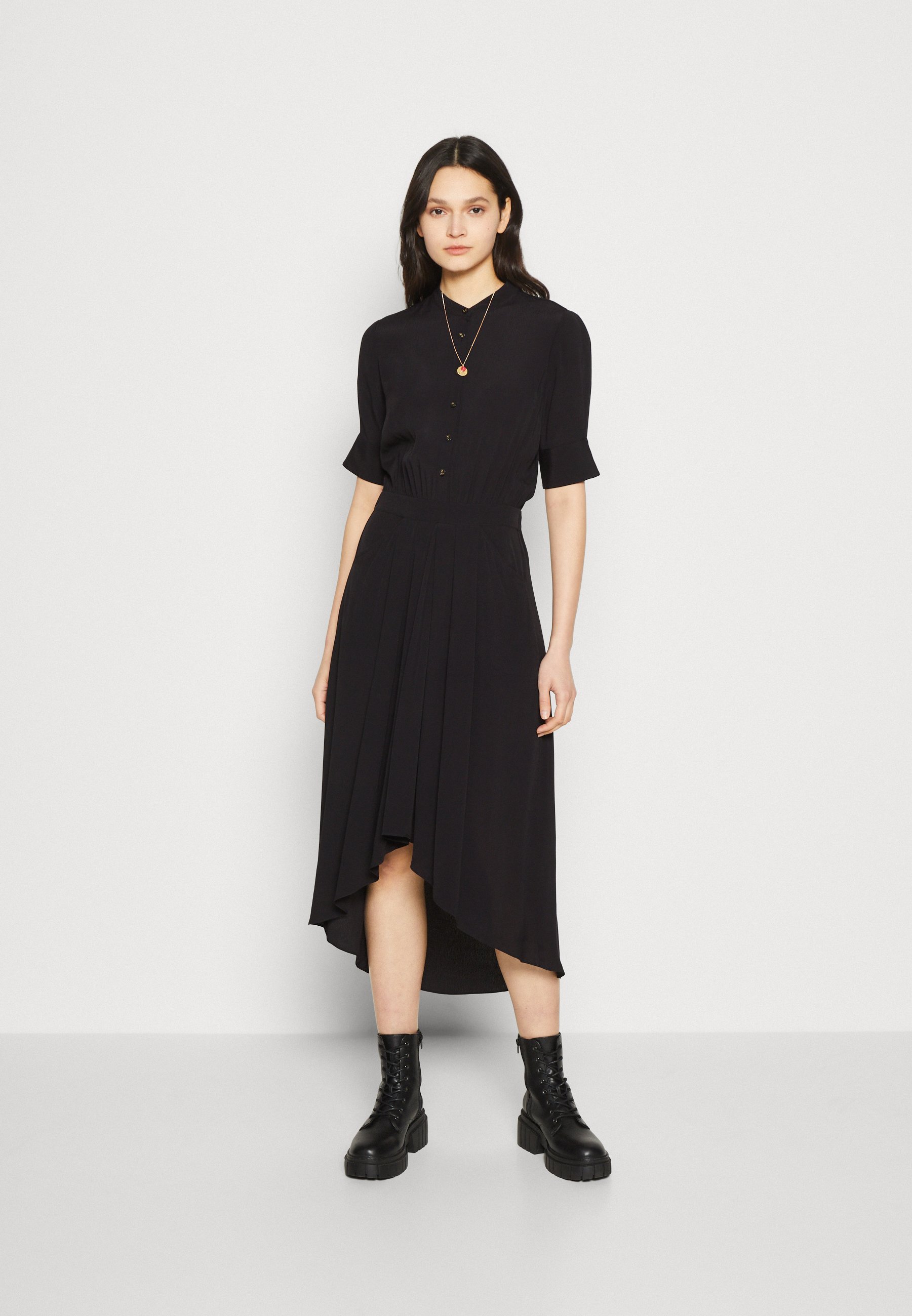 Scotch & Soda MIDI DRESS WITH HIGH LOW HEM - Shirt dress - black