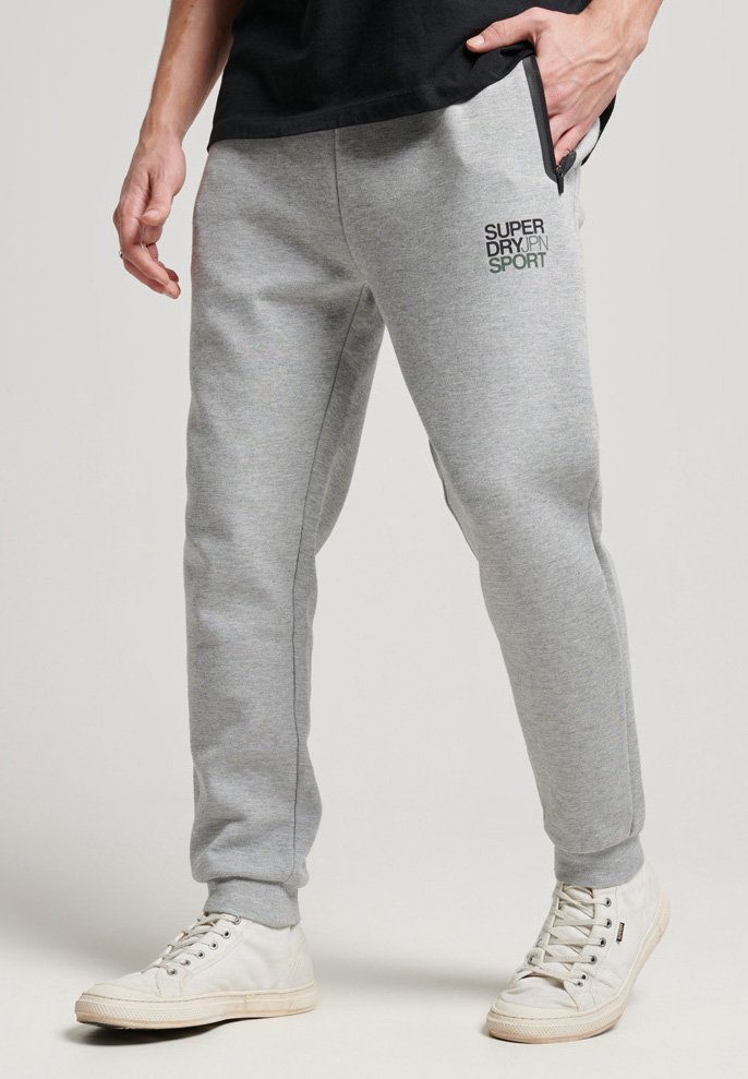 Superdry GYMTECH - Tracksuit bottoms - grey marl/dark grey