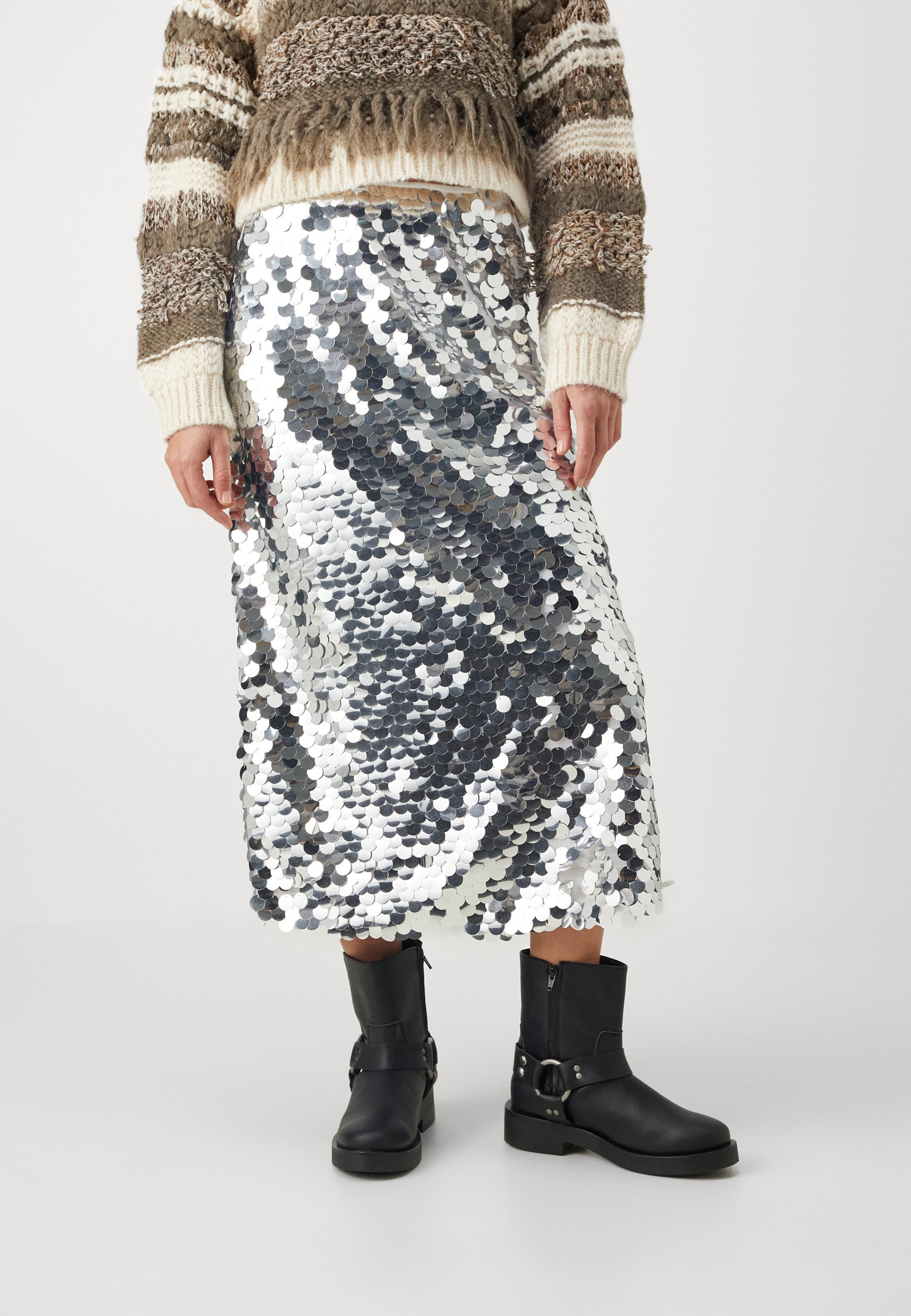 ONLY ONLHANNAH MIDI SKIRT  - Pencil skirt - silver-coloured