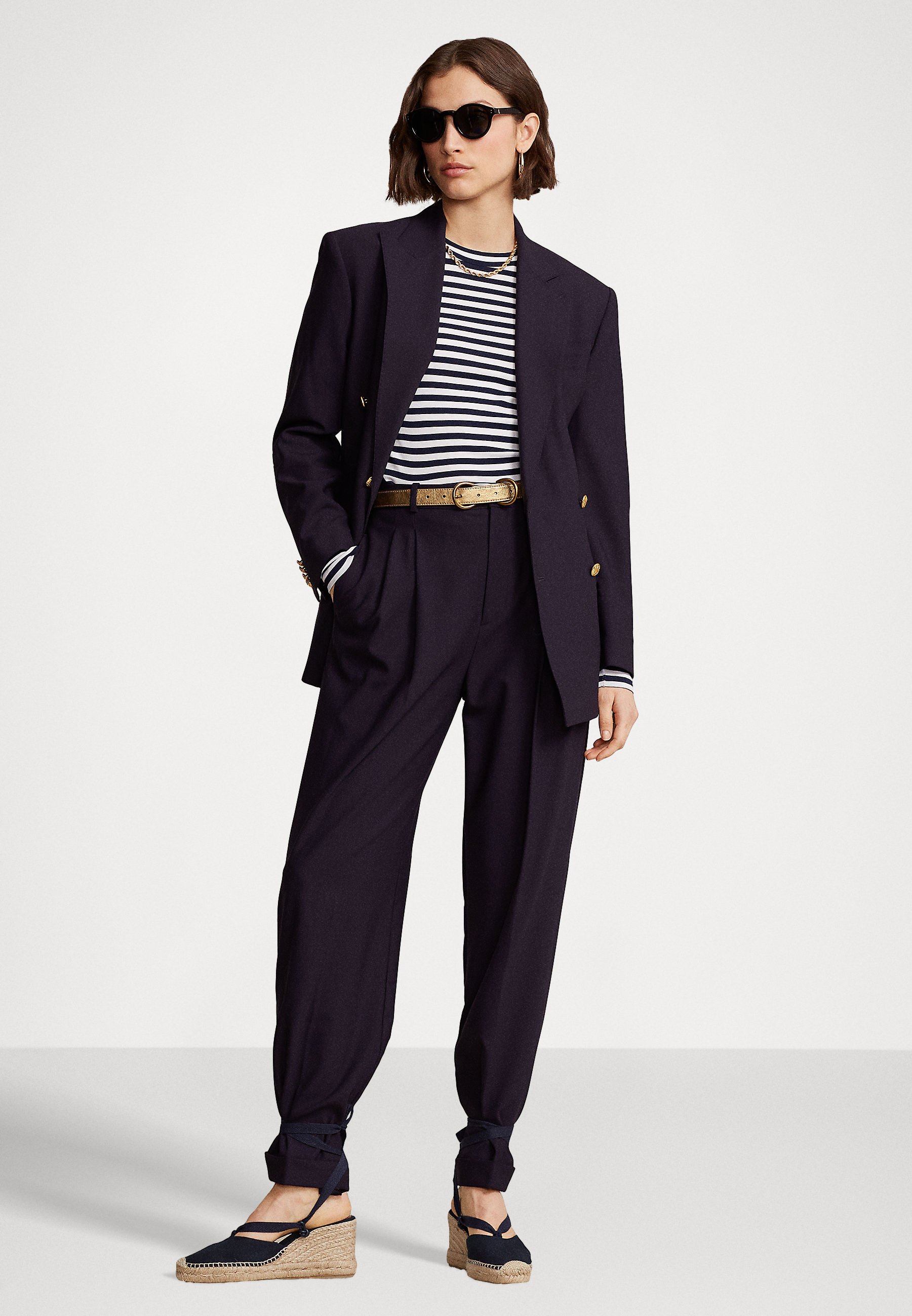 Polo Ralph Lauren LONG SLEEVE - Long sleeved top - cruise navy/white/white