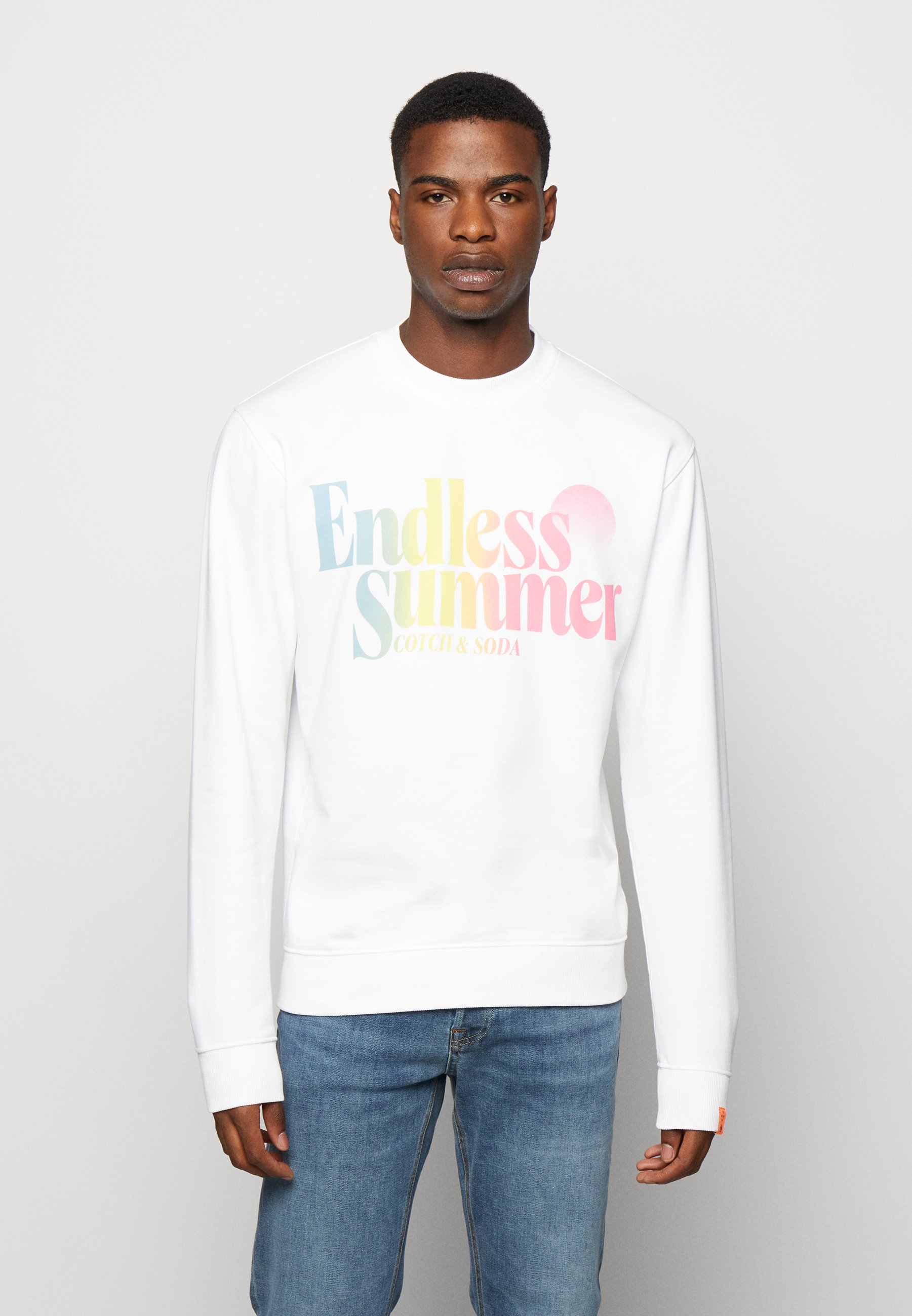 Scotch & Soda GARMENT DYED LOGO CREW  - Sweatshirt - white